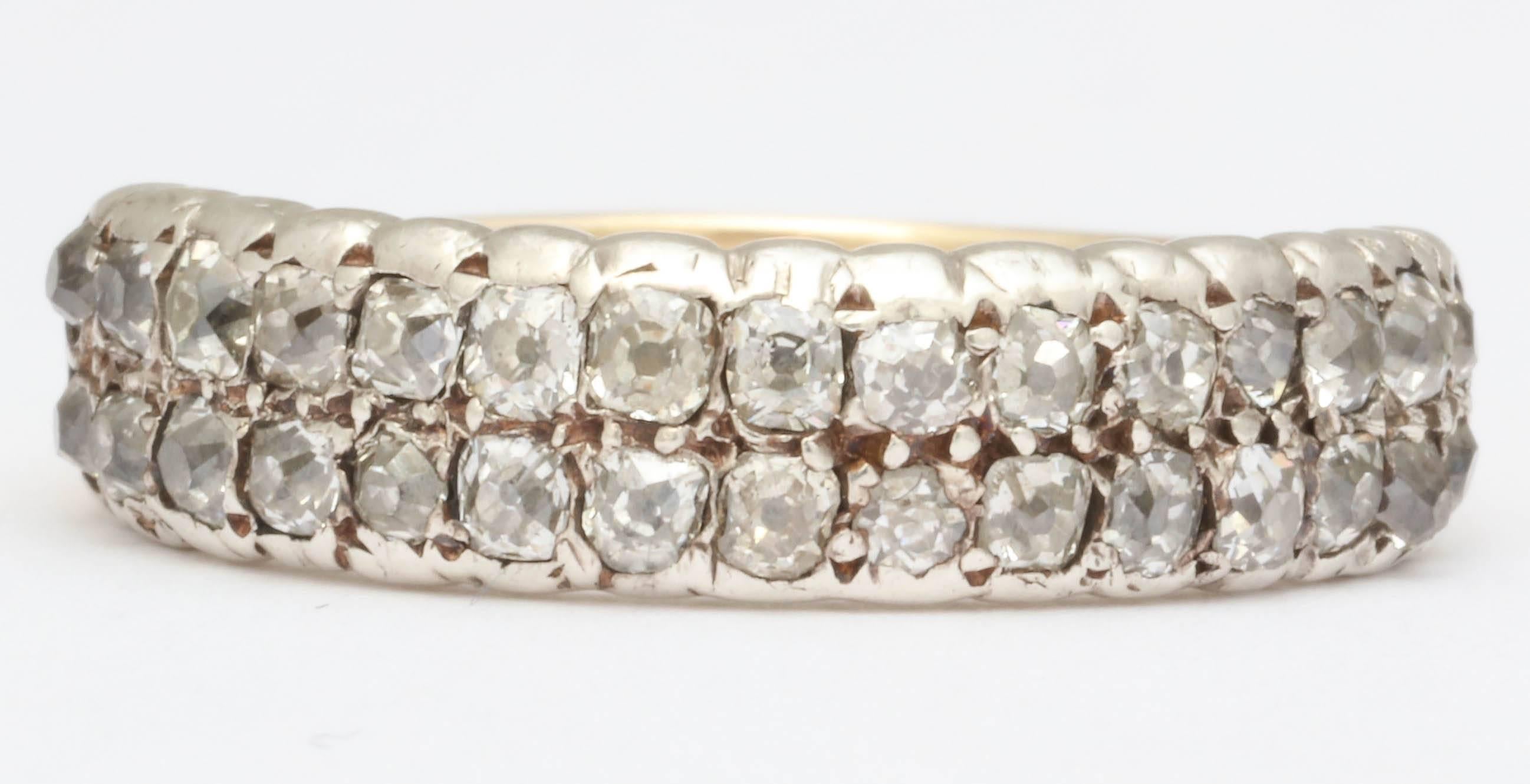 Georgian Double Row Diamond Band Ring In Excellent Condition For Sale In New York, NY