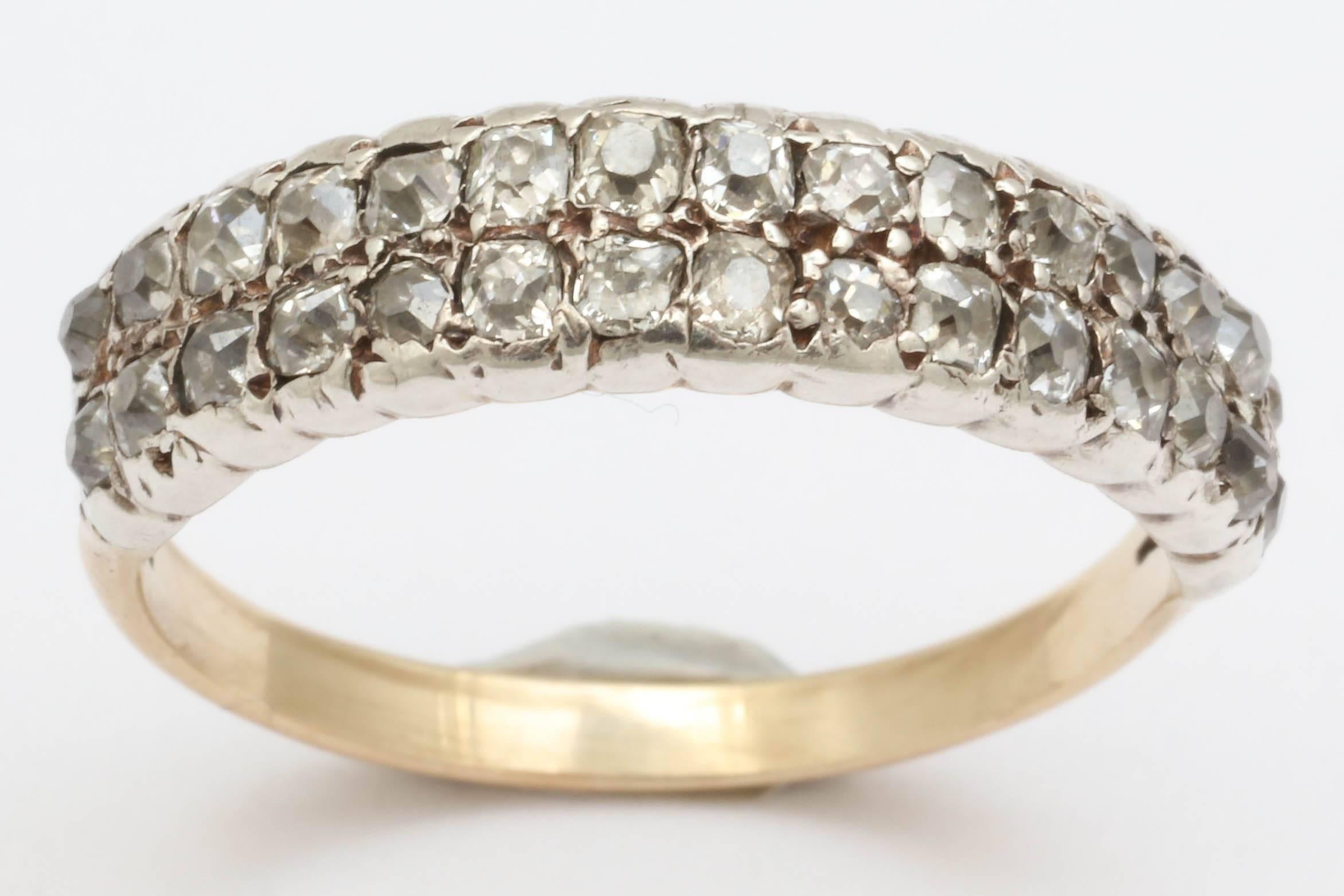 Georgian Double Row Diamond Band Ring For Sale 2