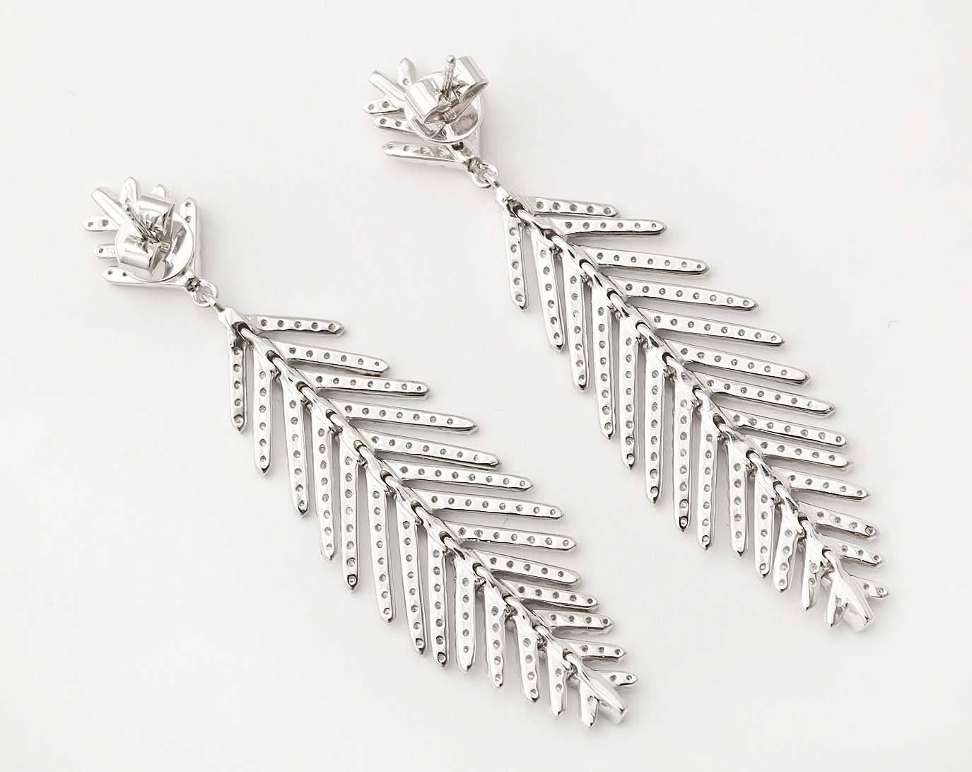 Women's  Diamond Gold Feather Earrings