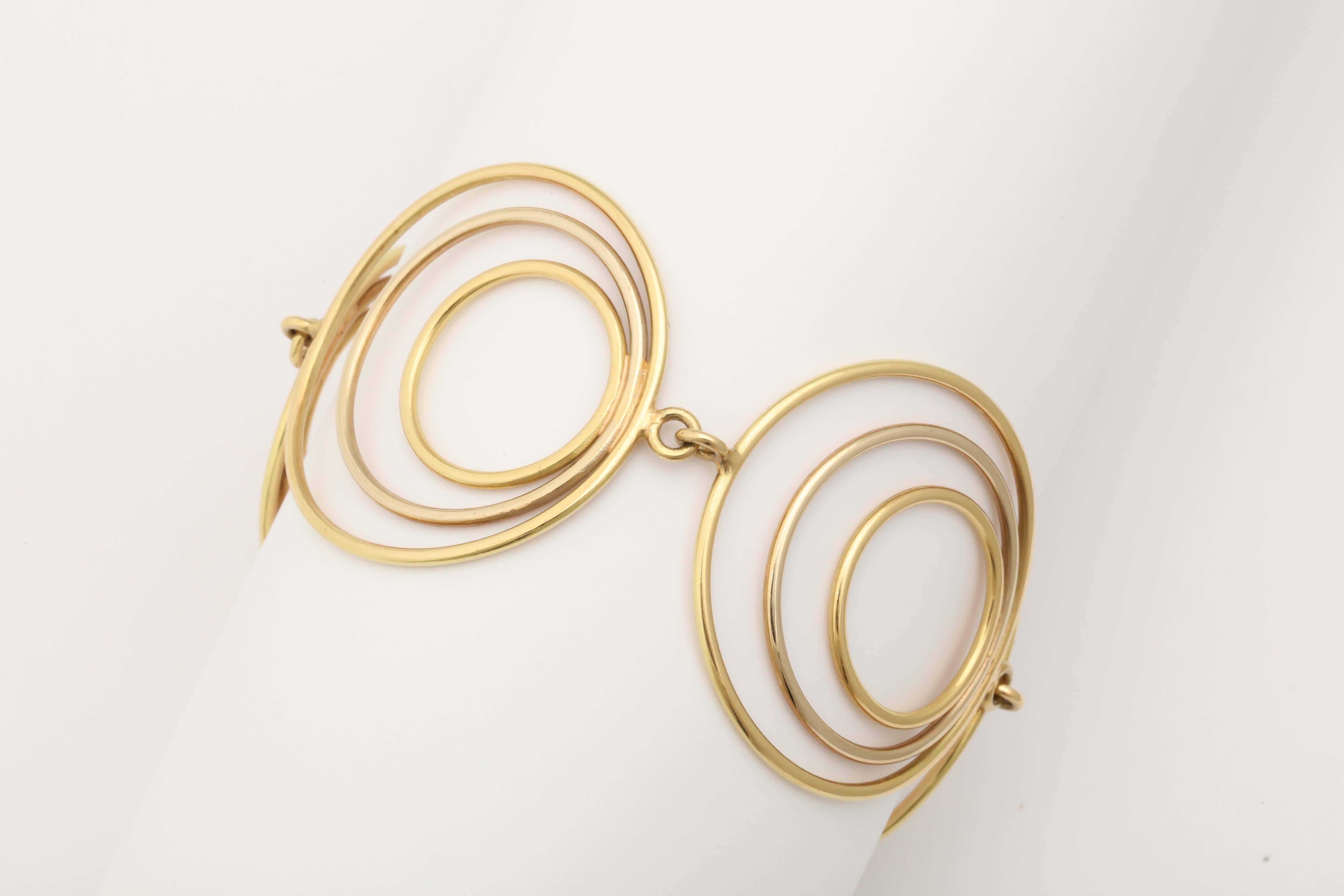 Contemporary Handmade Gold Spiral Bracelet