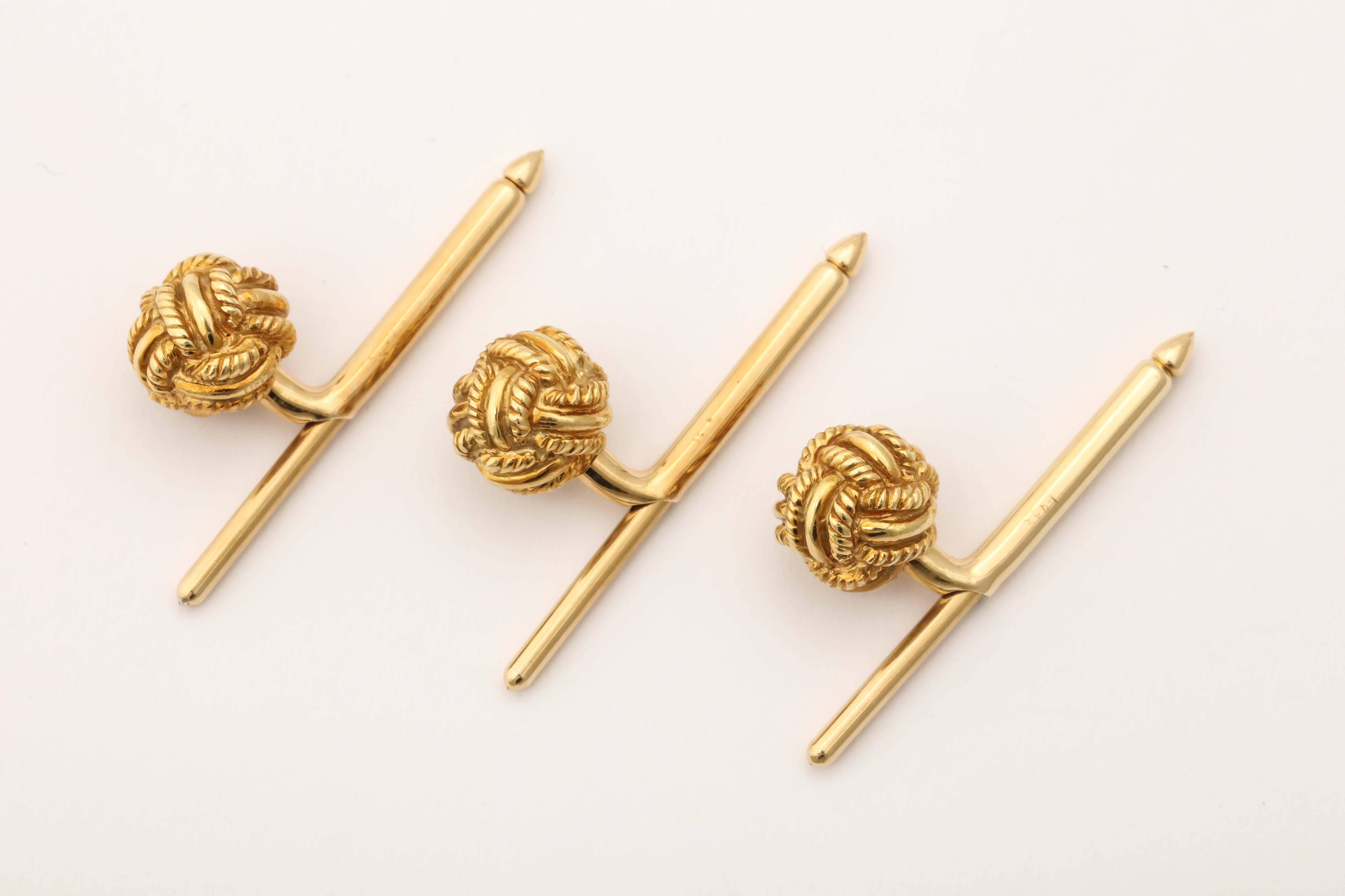 Tiffany & Co. Schlumberger Braided Gold Stud Set In Excellent Condition In New York, NY