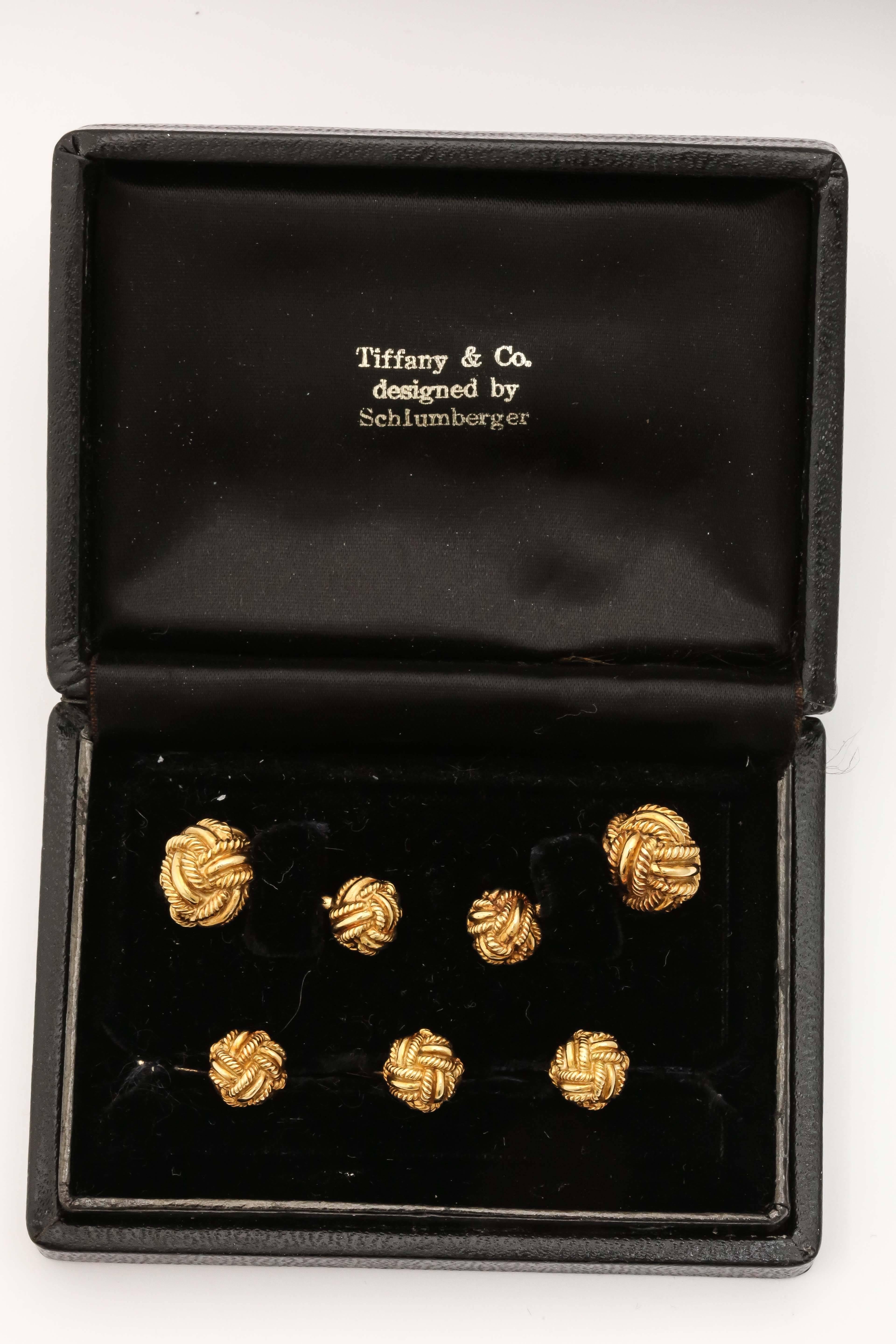 Tiffany & Co. Schlumberger Braided Gold Stud Set 1