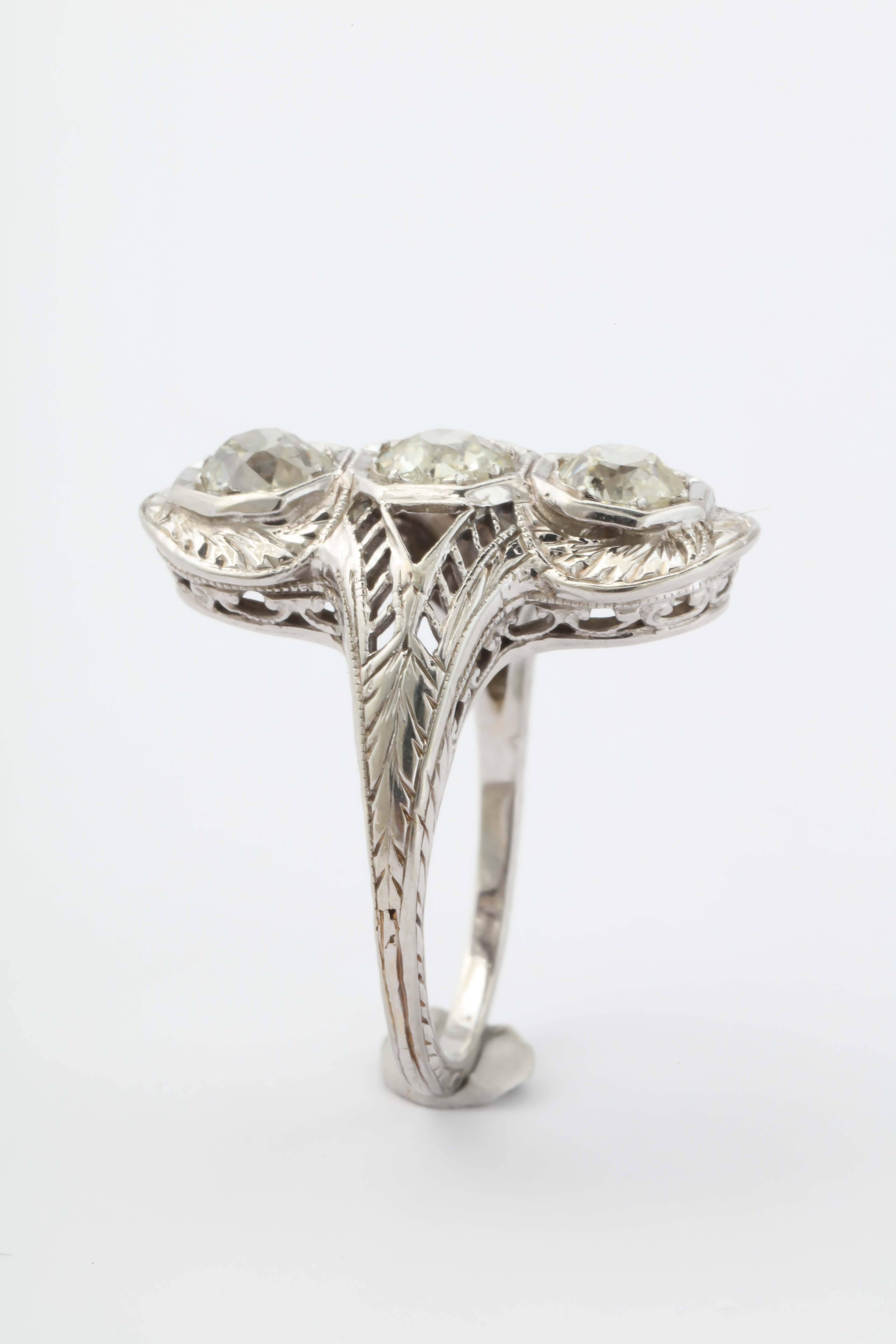 Edwardian Three Diamond Ring 2