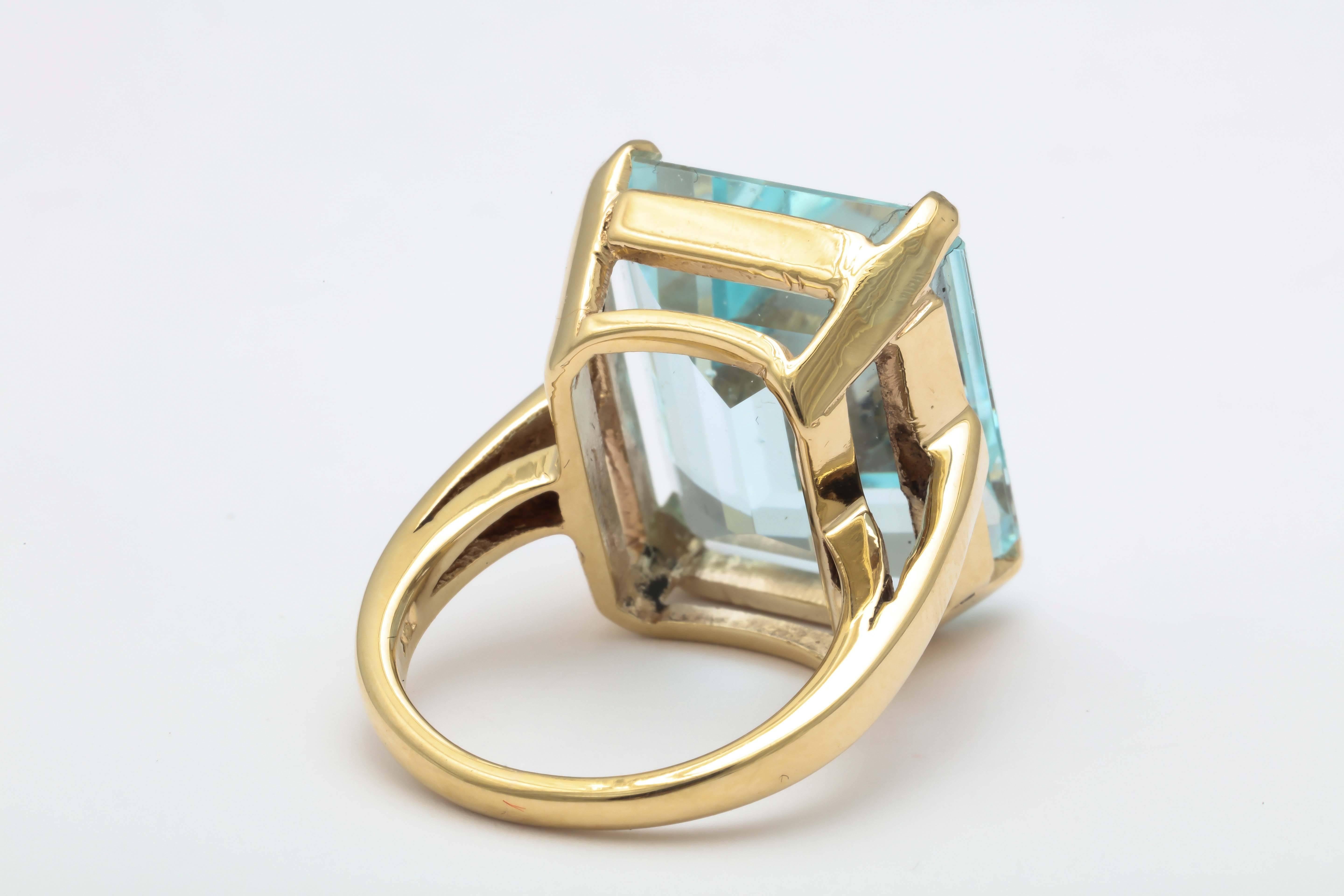 Women's Retro Aquamarine Gold Ring