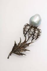Buccellati Pearl Diamond Silver Gold Brooch