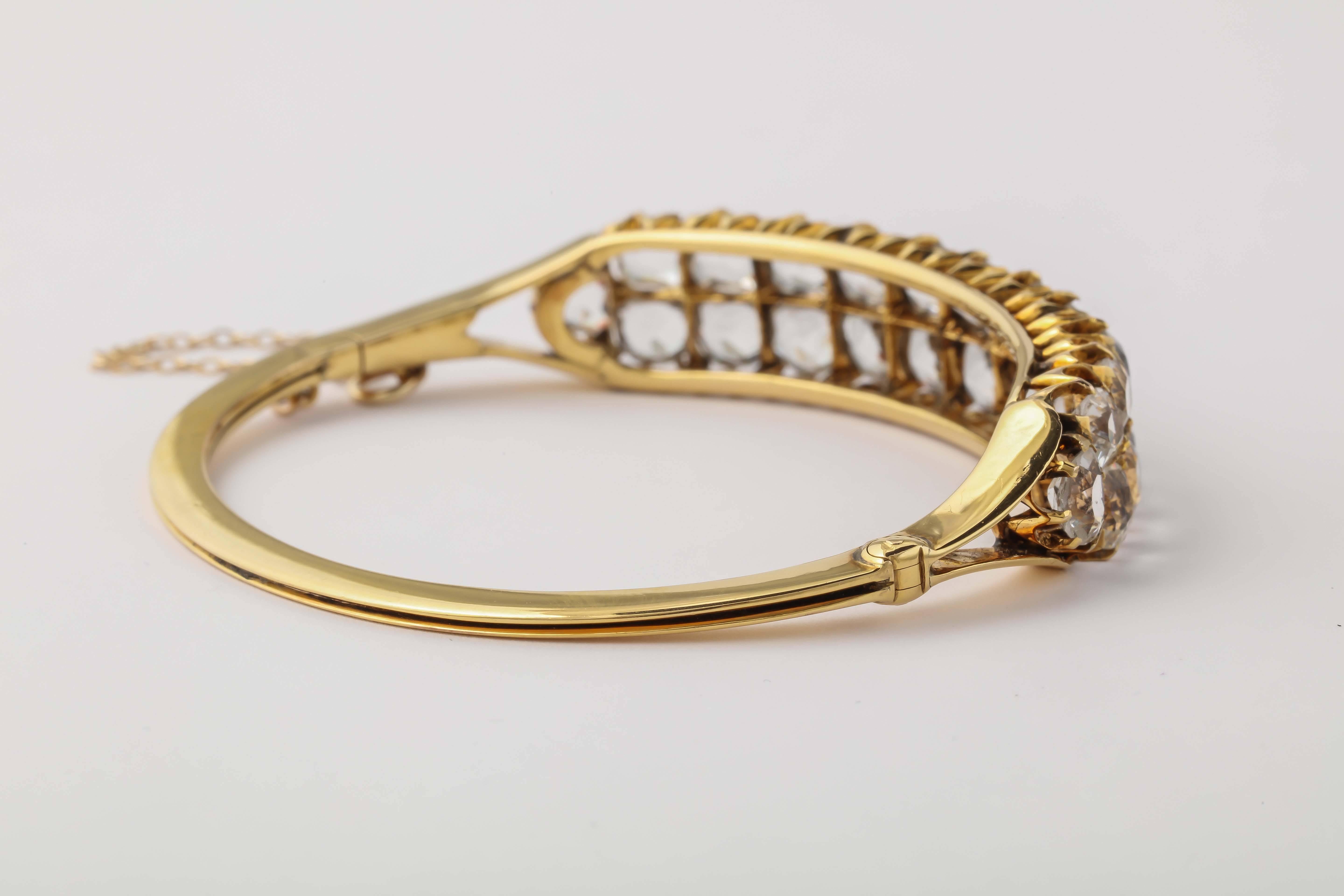 Women's White Sapphire Gold Double Bangle Bracelet