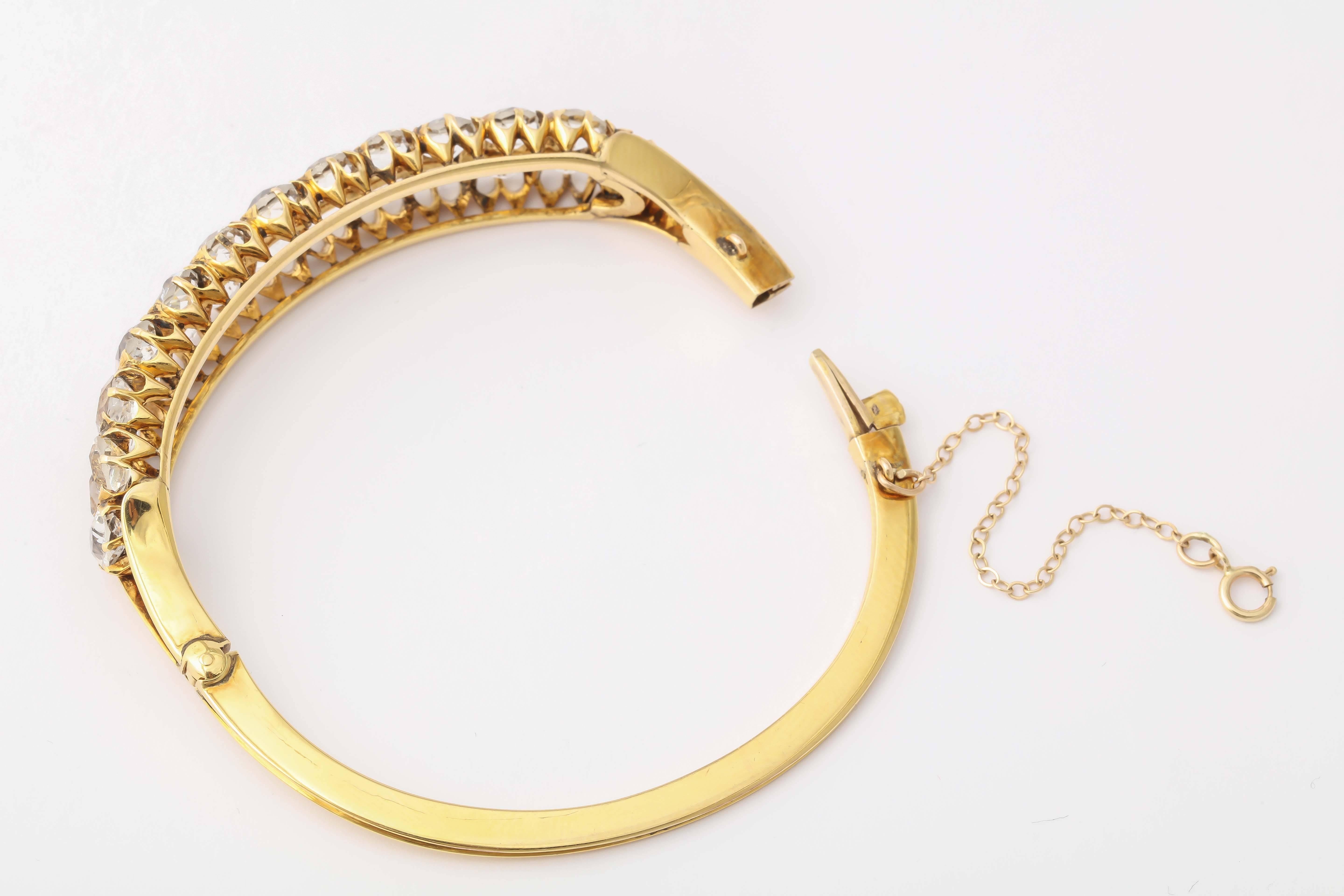 White Sapphire Gold Double Bangle Bracelet 1