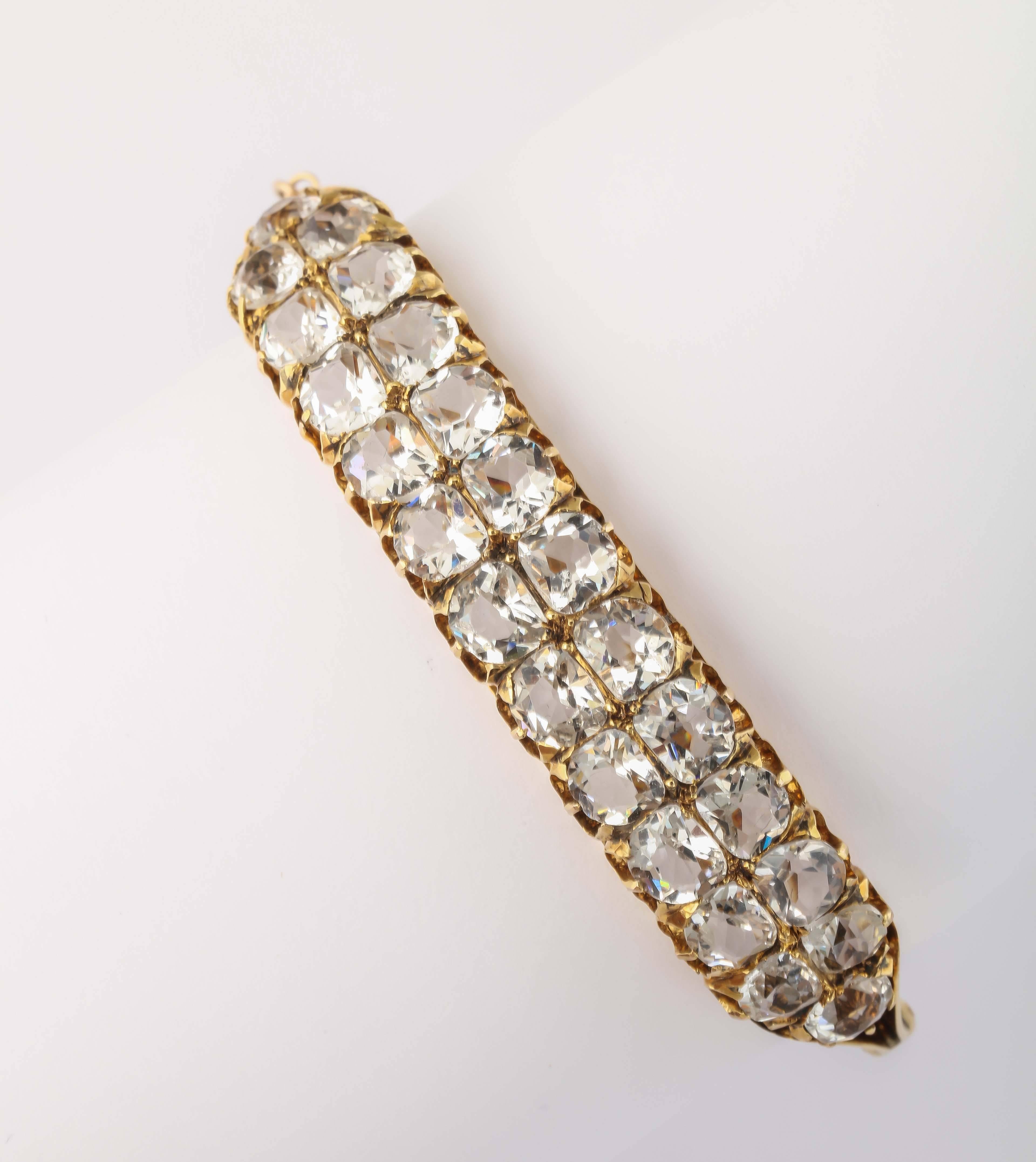 White Sapphire Gold Double Bangle Bracelet 3