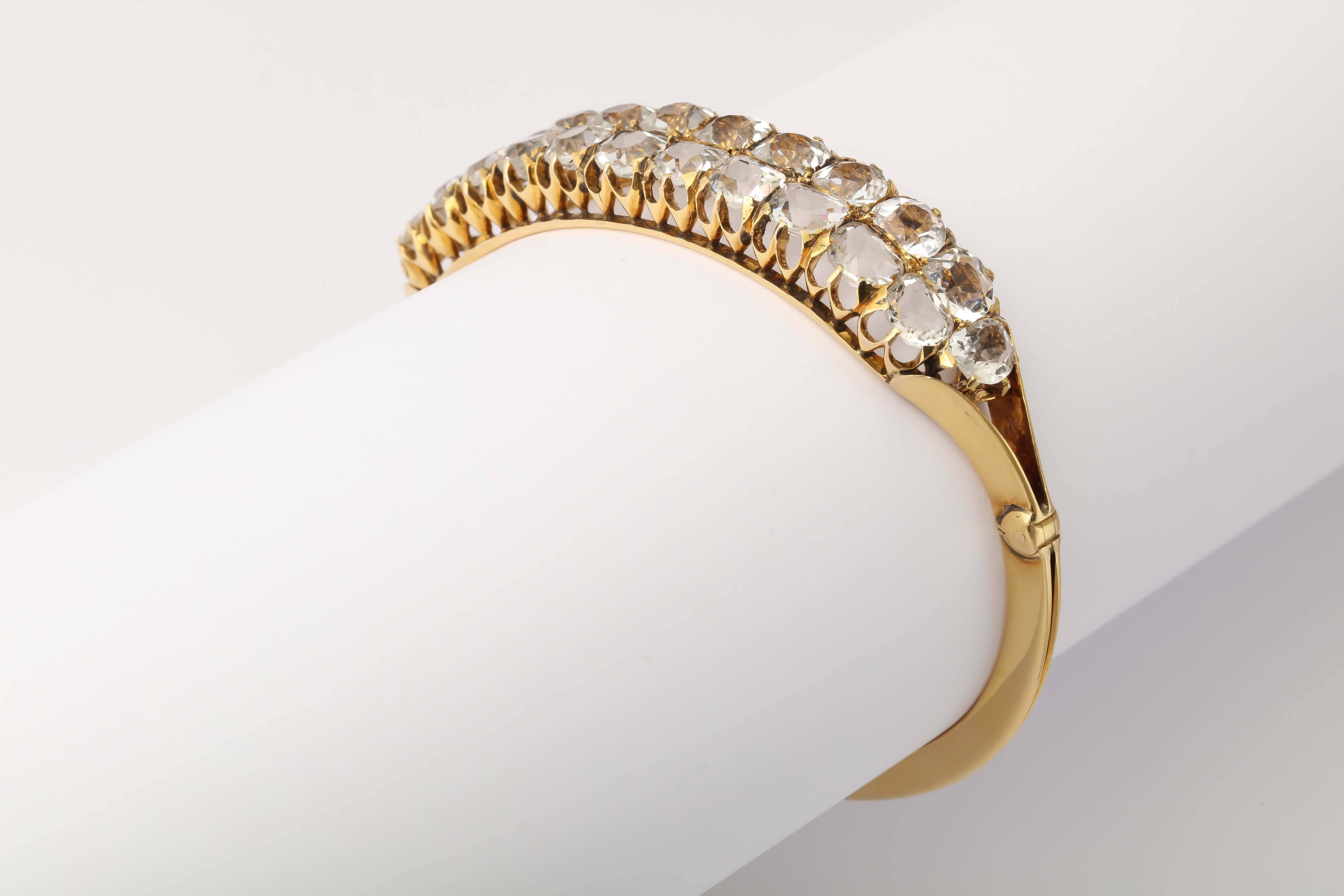 White Sapphire Gold Double Bangle Bracelet 4