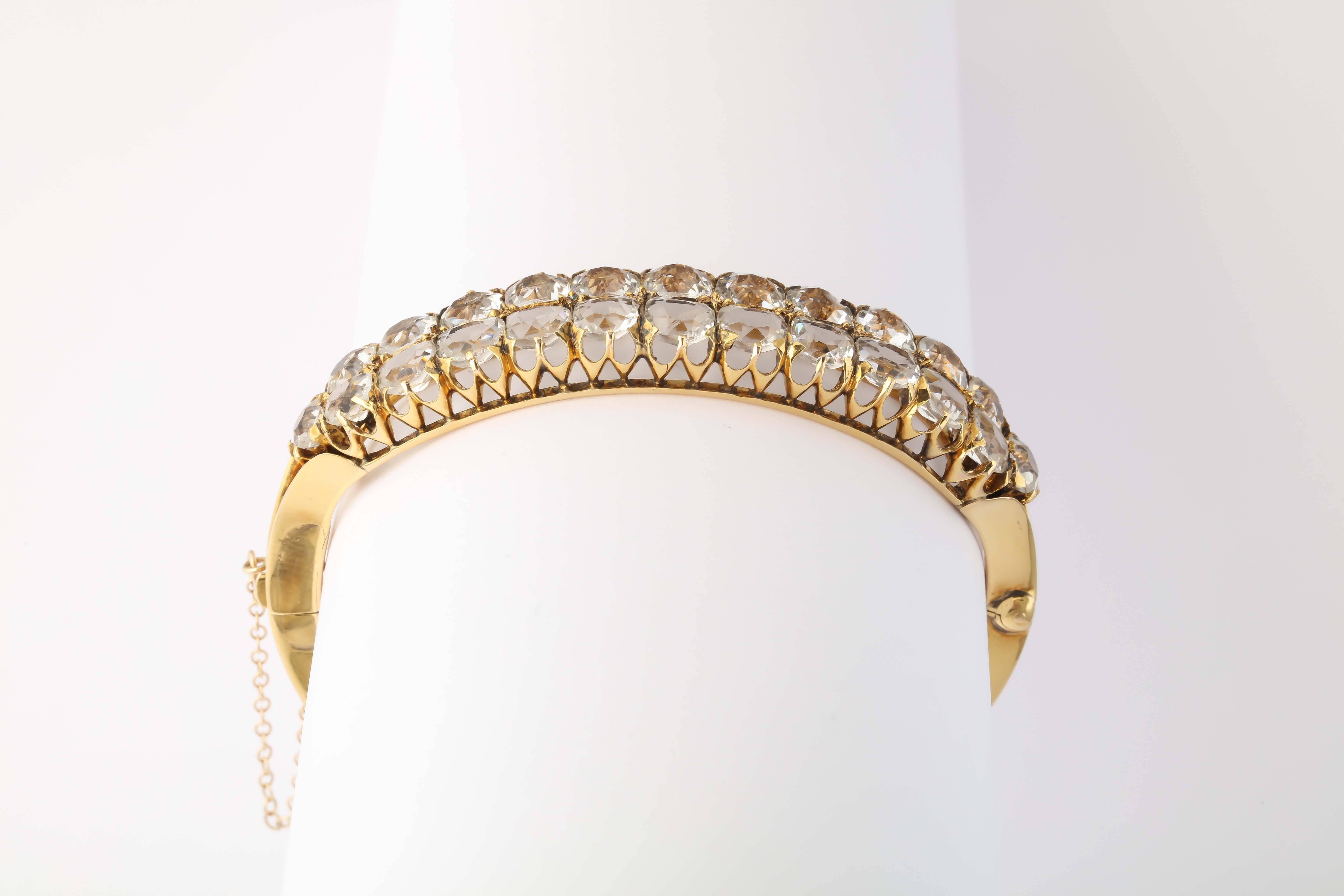White Sapphire Gold Double Bangle Bracelet 5