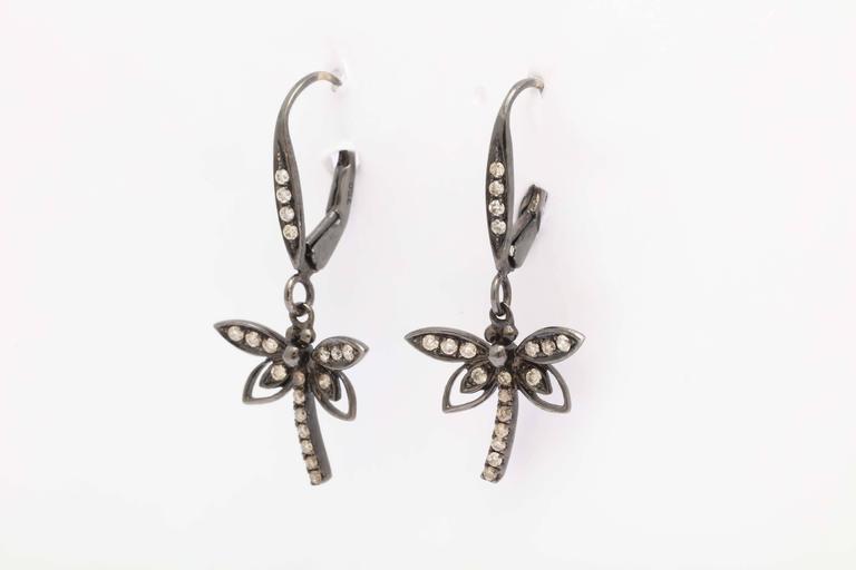 Delicate Gold And Diamond Dragonfly Earrings For At 1stdibs These Lovely Dragonfly Earrings Are In 18 Kt White Gold With A Black Rhodium Plating To