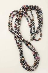 Long Triple Strand Multi-Color Pearls