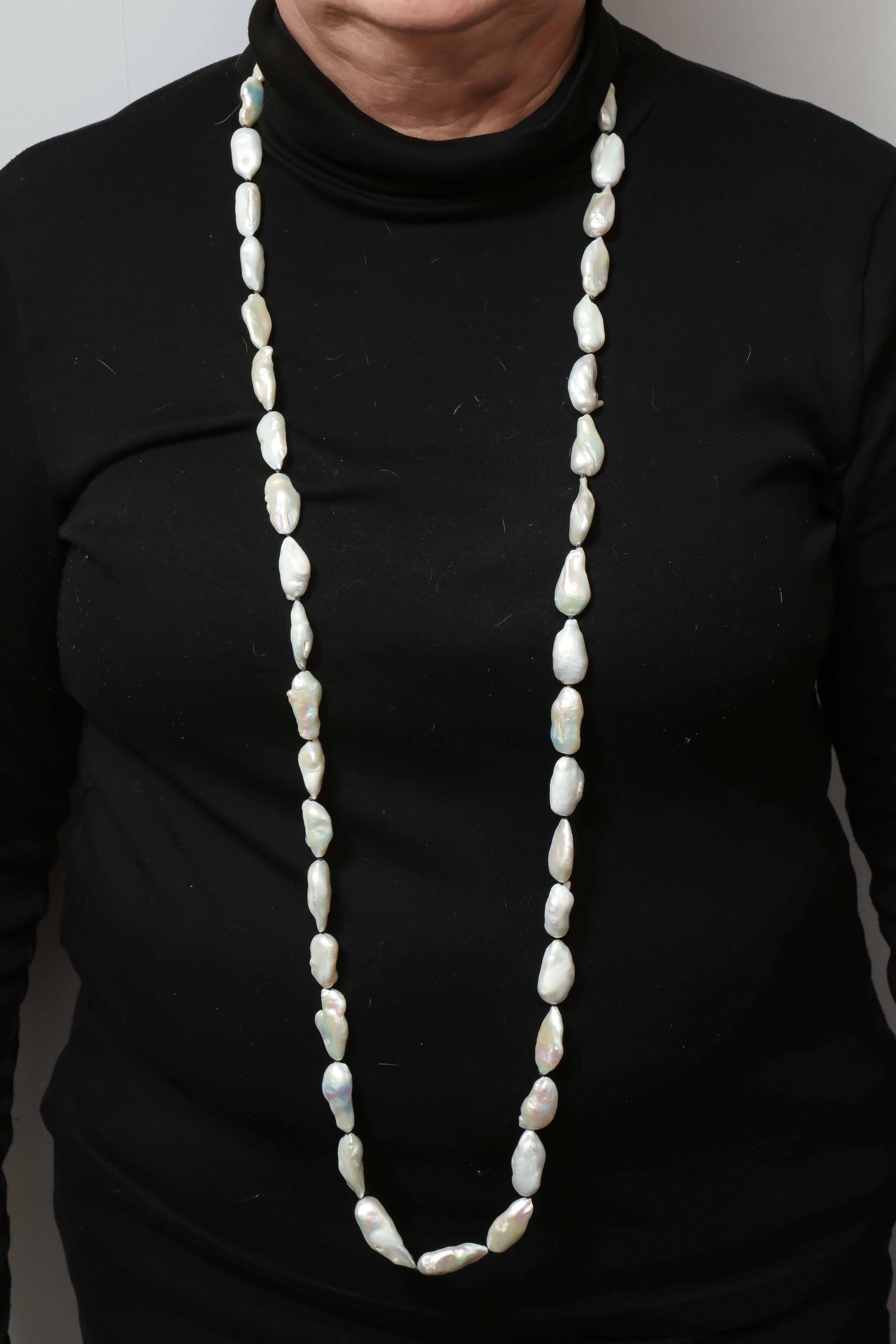 Large and Long Baroque Pearl Necklace In New Condition For Sale In TRYON, NC