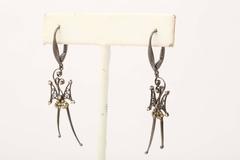 Airy Black Gold and Yellow Diamond Butterfly Earrings