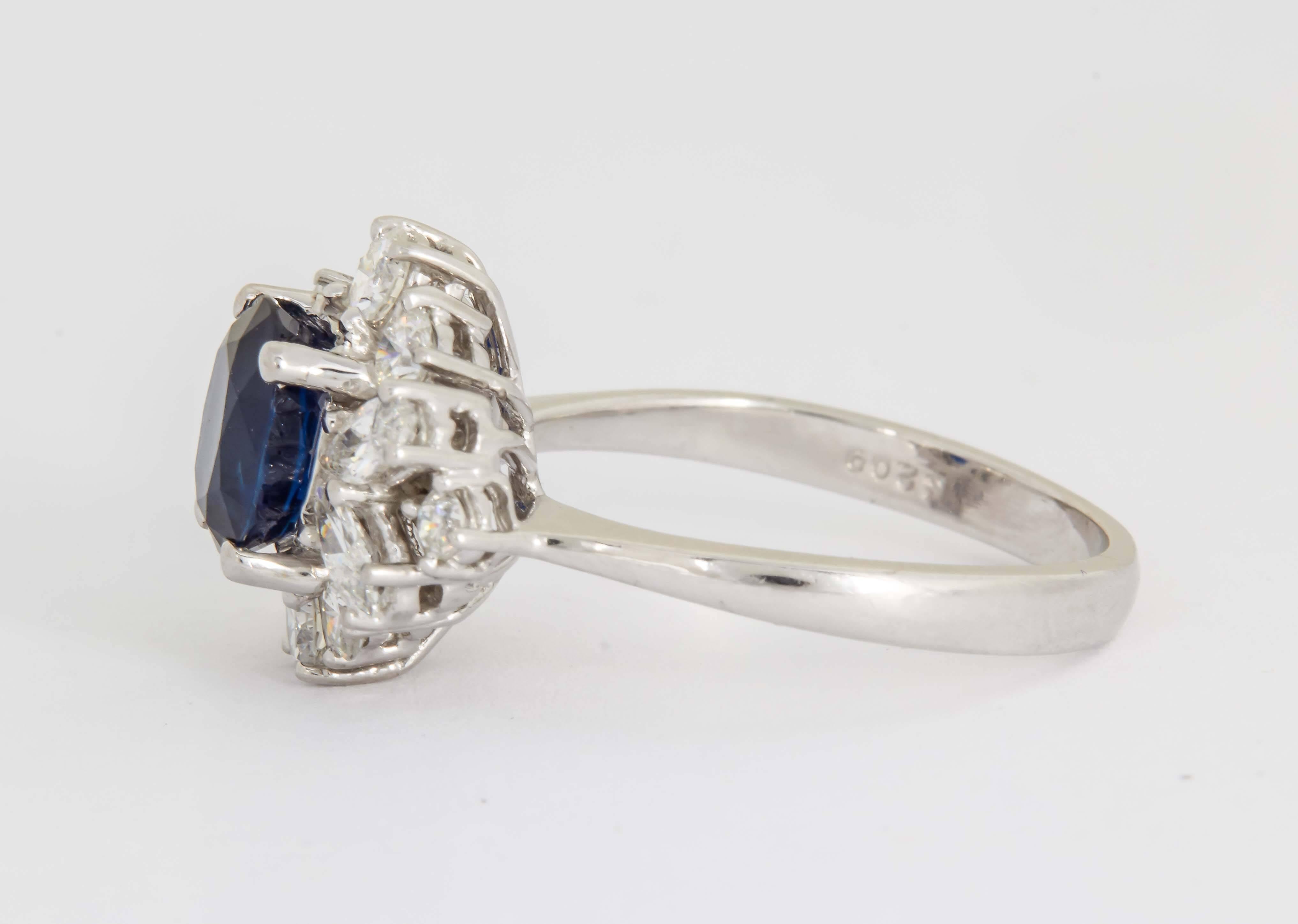 Goldring mit blauem Saphir und Diamant Damen