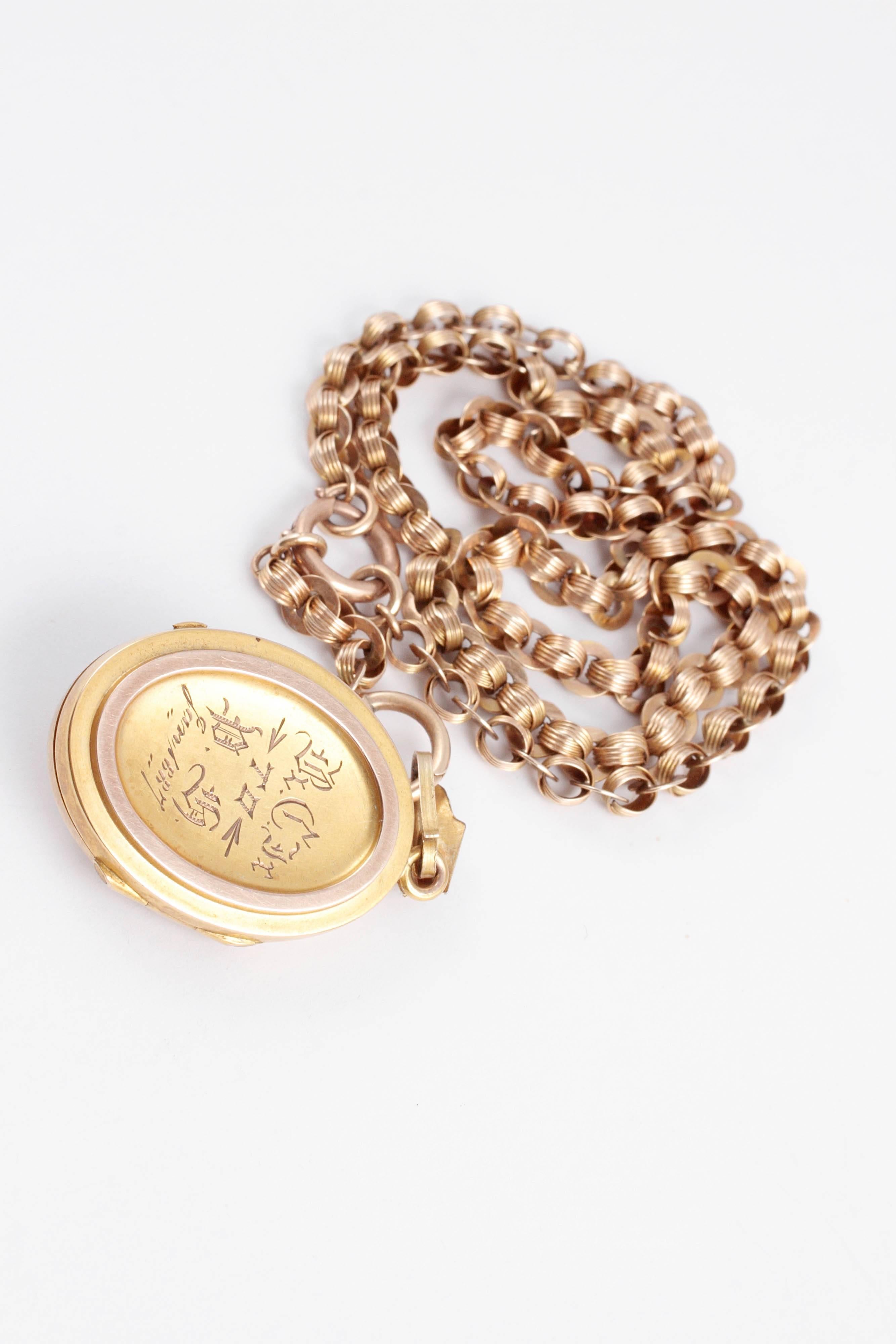 Victorian Pearl Gold Locket and Chain 4