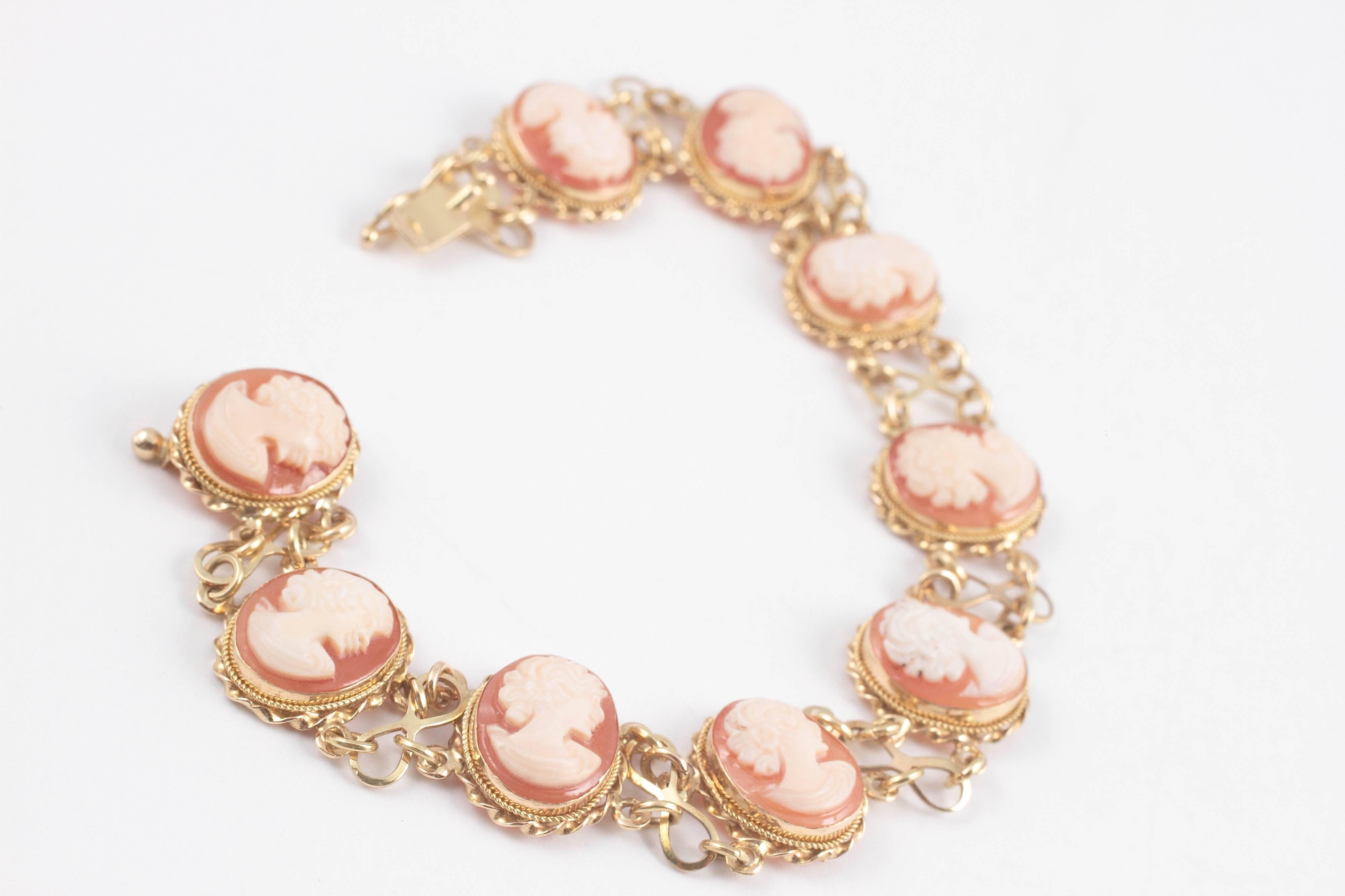 Women's Italian Cameo Gold Bracelet