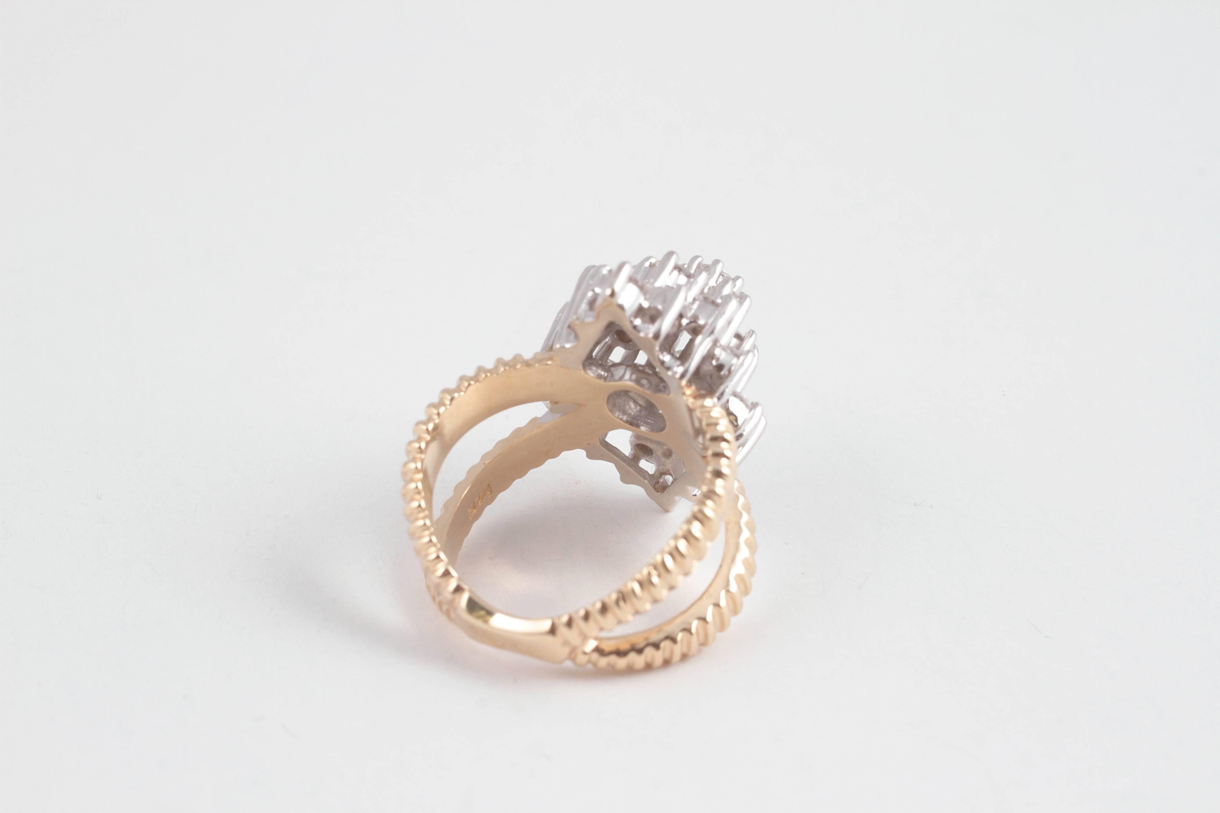 Women's Diamond Two Color Gold Ring