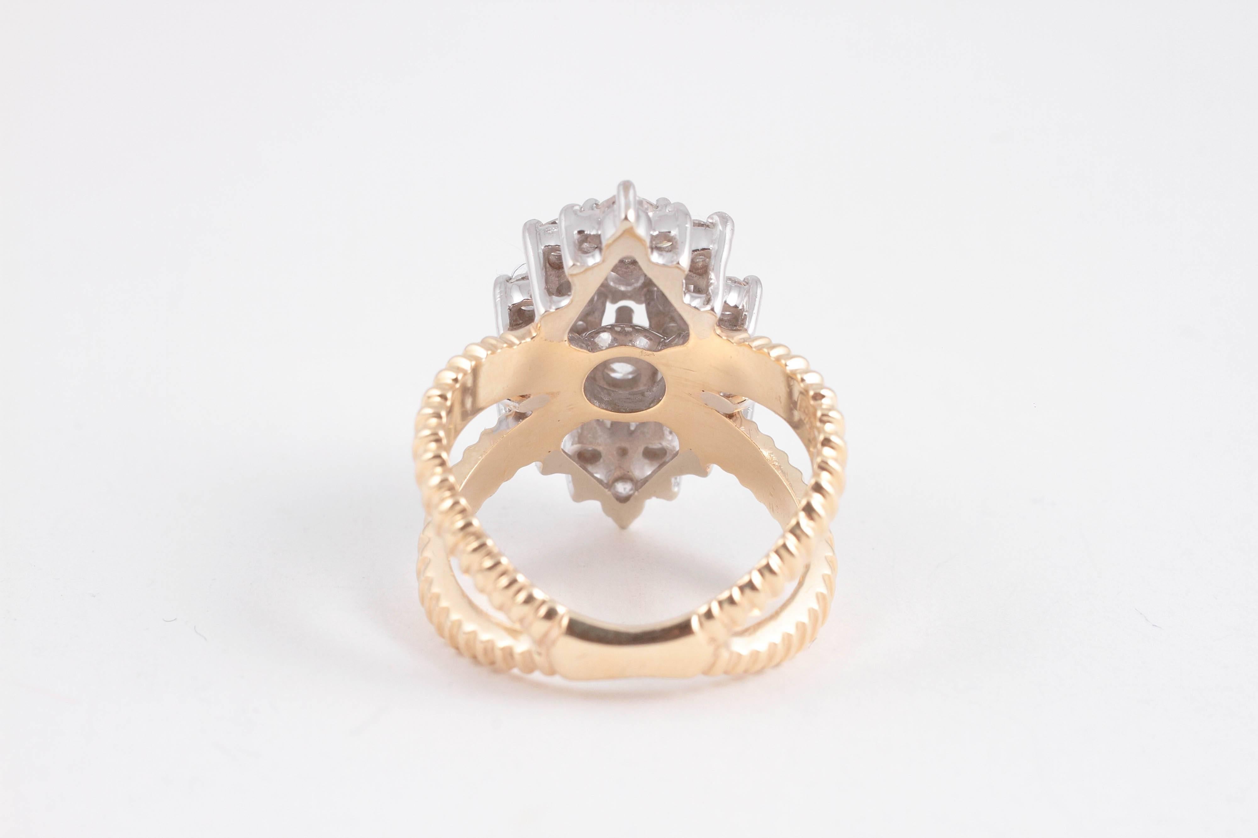Diamond Two Color Gold Ring 2