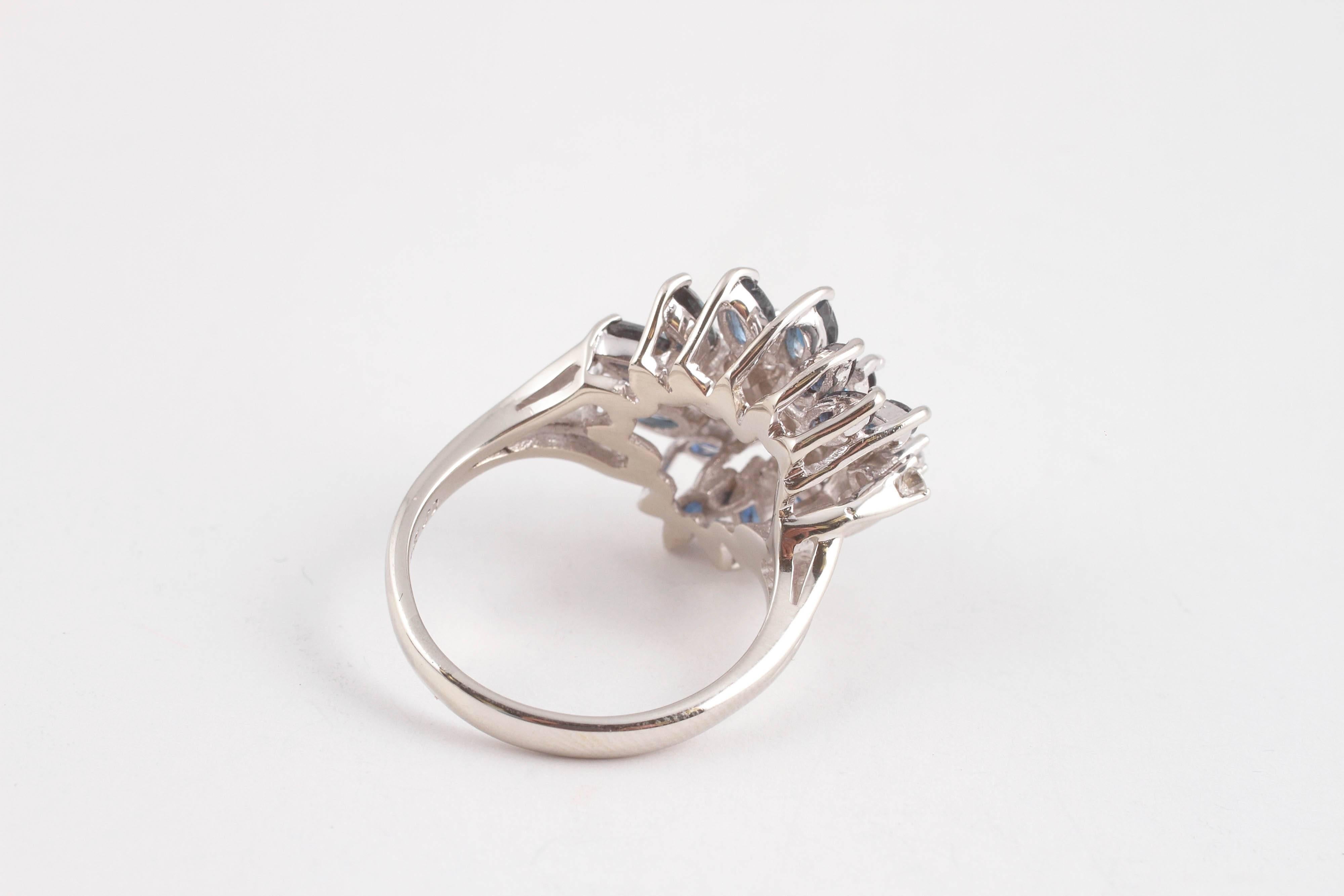 Women's Mid Century Sapphire Diamond Gold Ring