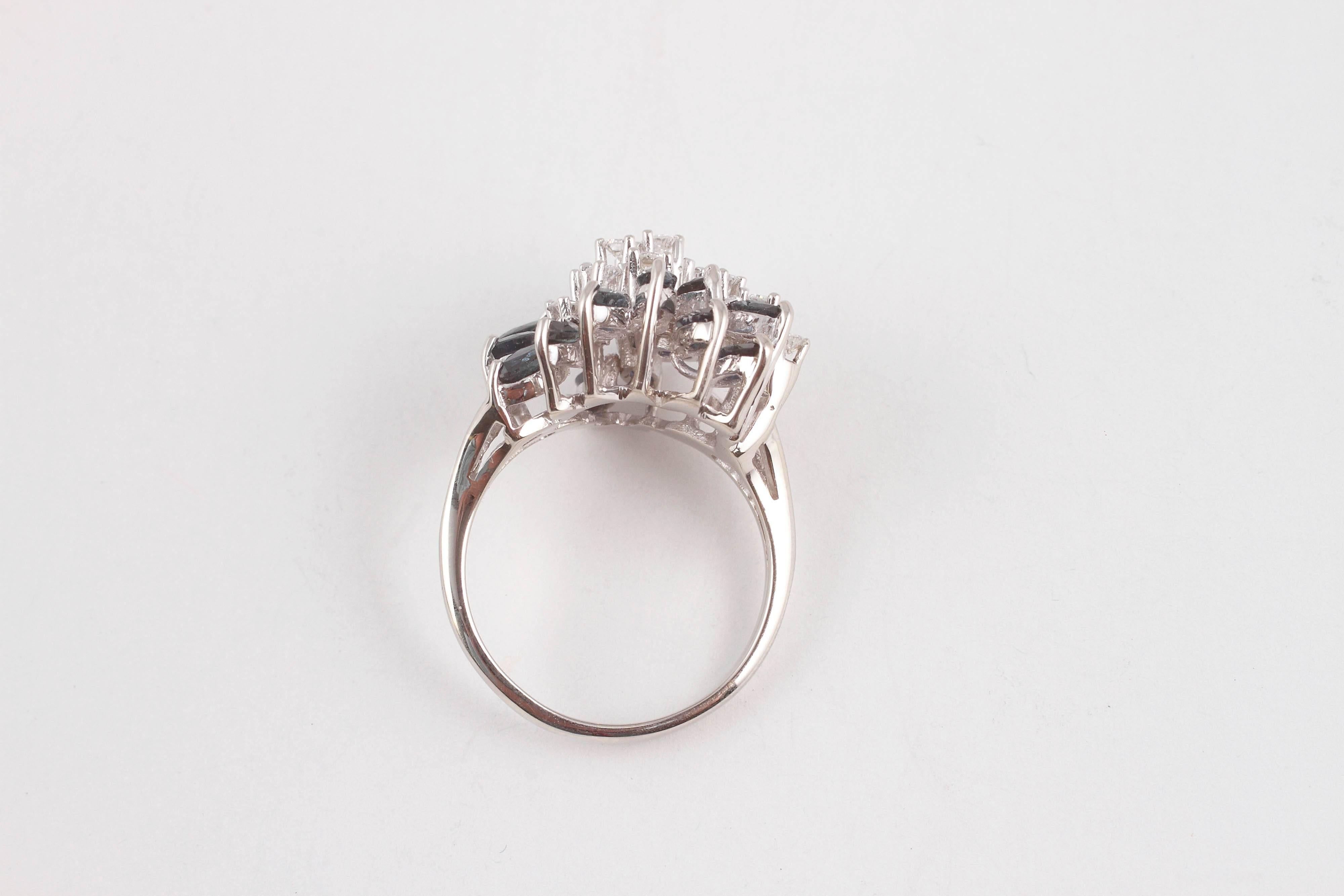 Mid Century Sapphire Diamond Gold Ring 1