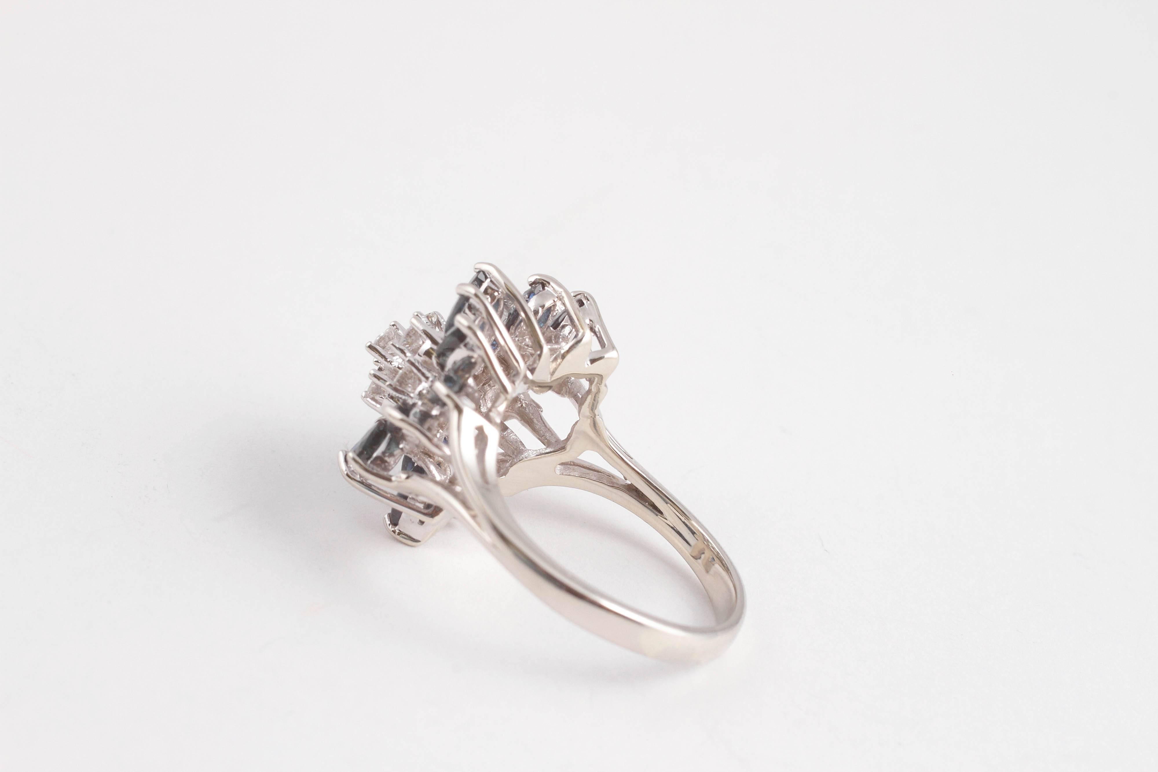 Mid Century Sapphire Diamond Gold Ring 3