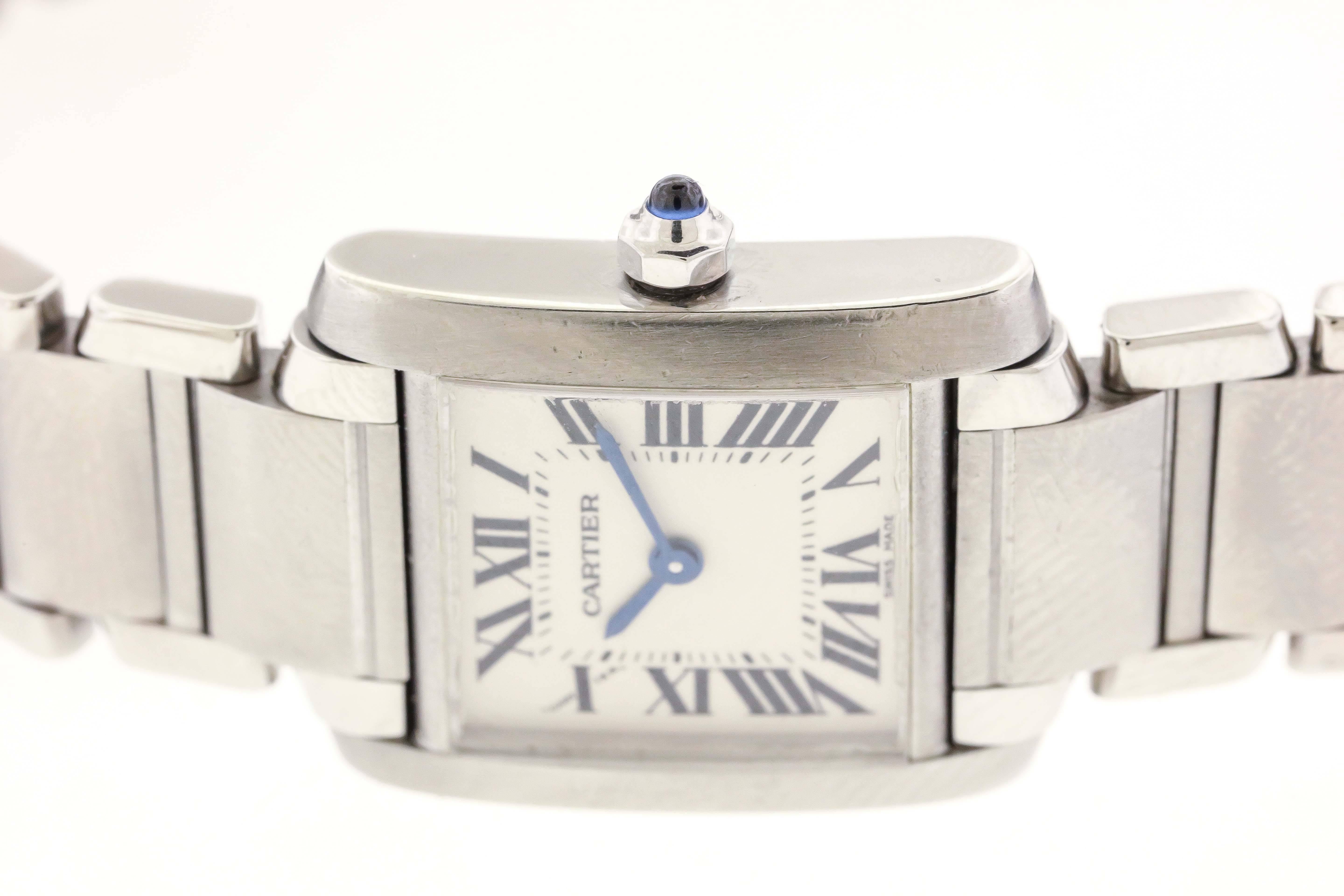 Women's Cartier Lady's Stainless Steel Tank Francaise Quartz Wristwatch Ref 2384