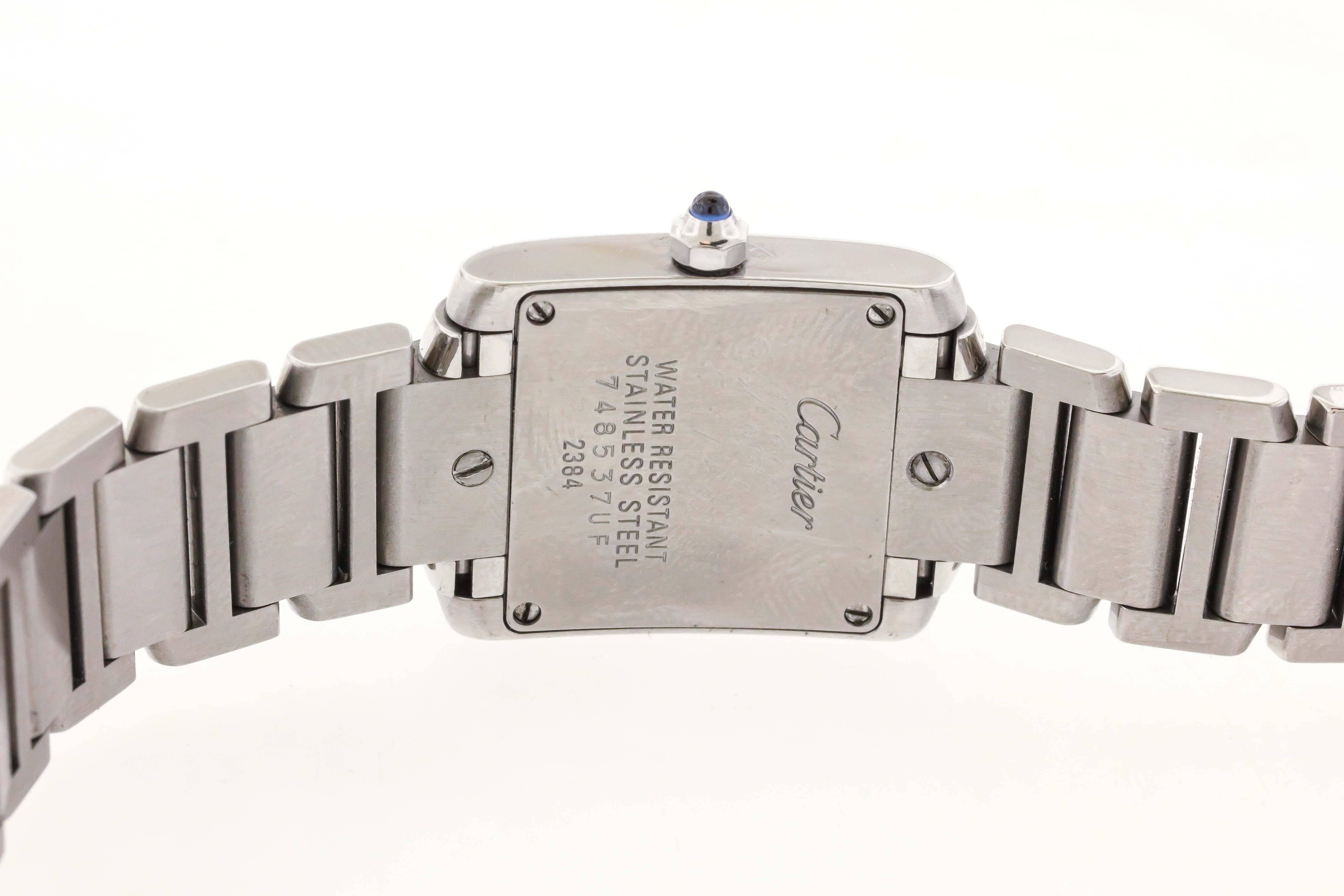 Cartier Lady's Stainless Steel Tank Francaise Quartz Wristwatch Ref 2384 1