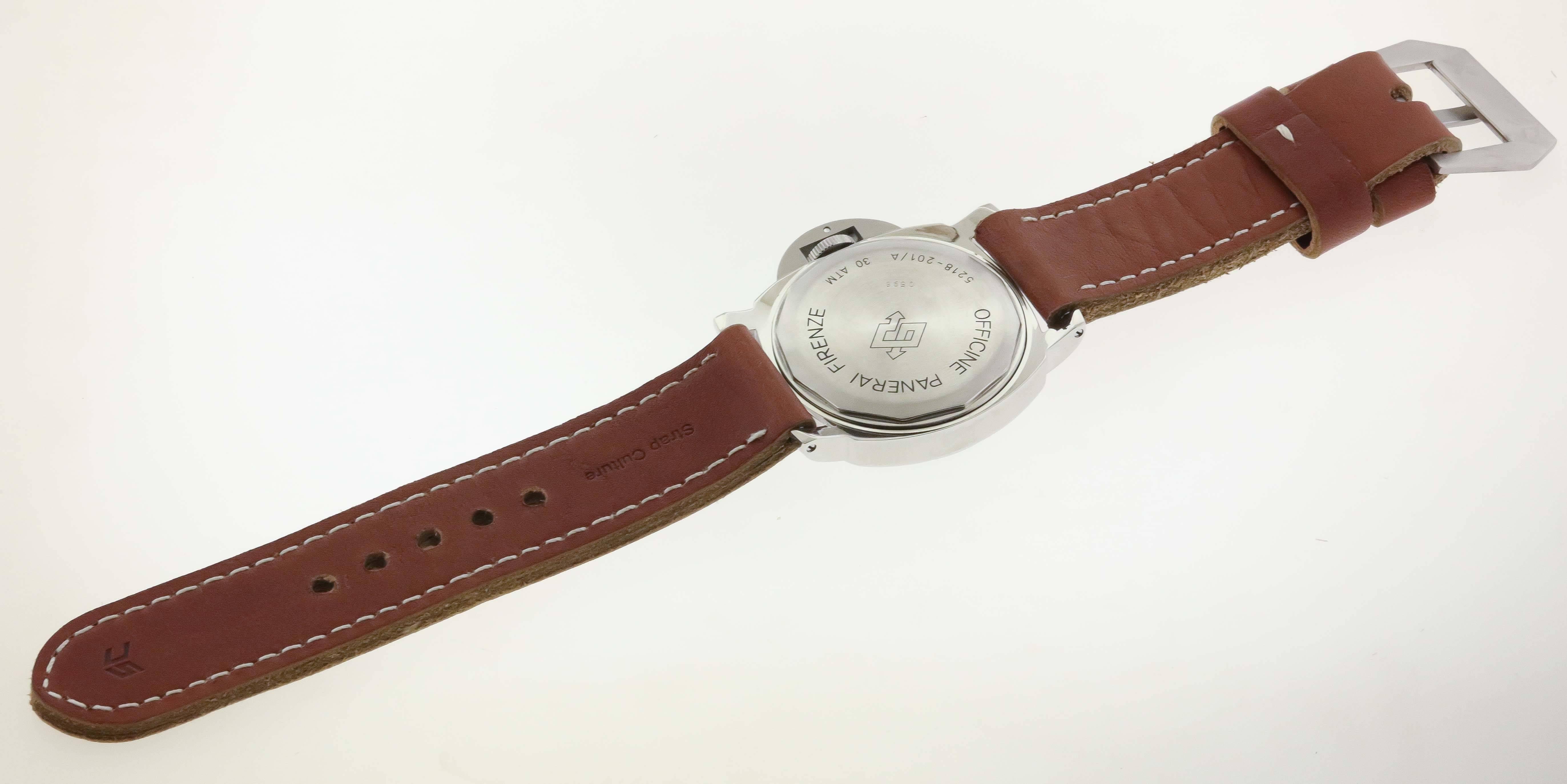 Pre-Vendome Luminor Panerai Stainless Steel Wristwatch Ref 5218-201/A In Excellent Condition In New York, NY