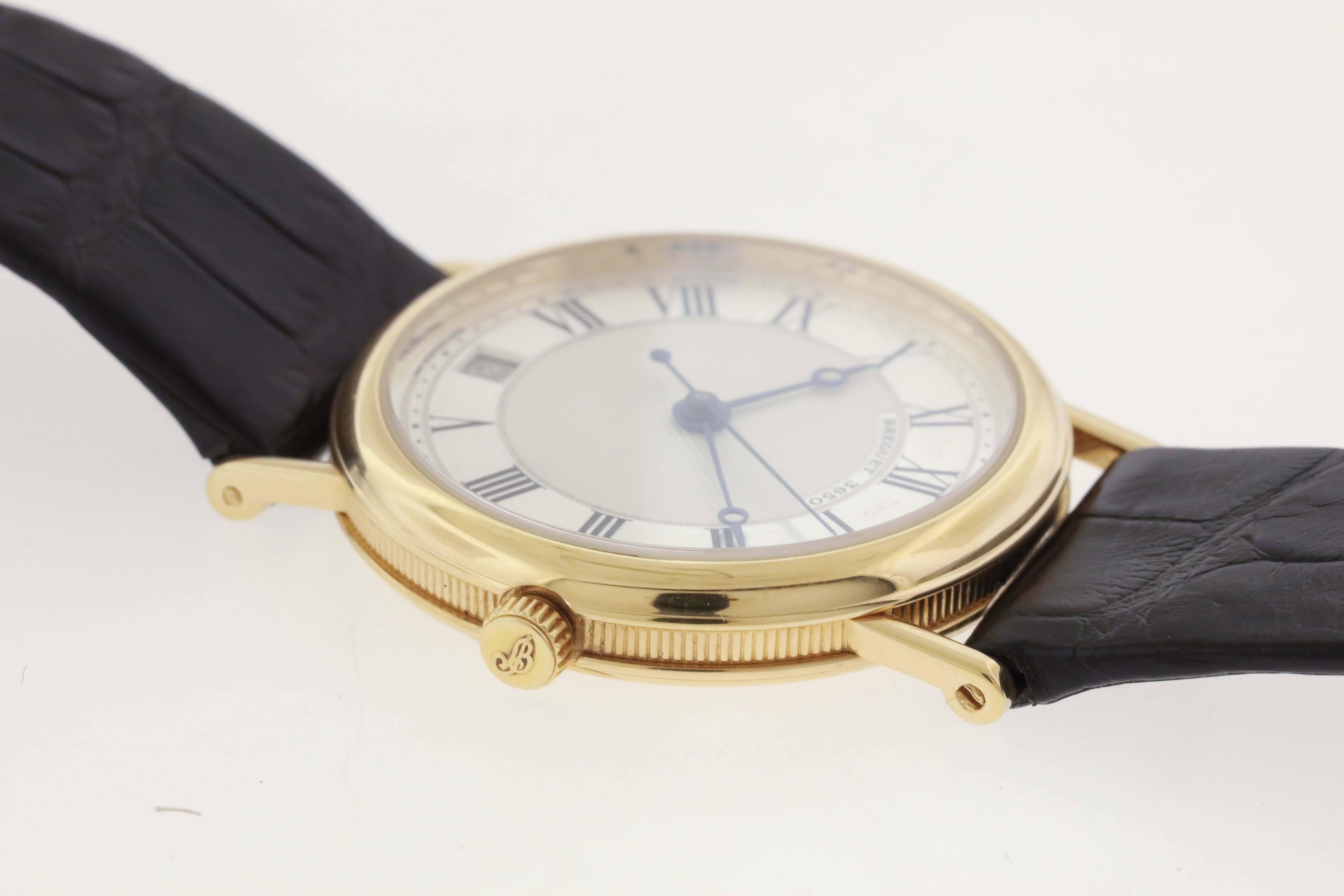 Breguet Yellow Gold Classique Automatic Wristwatch Ref 3980  In Excellent Condition In New York, NY