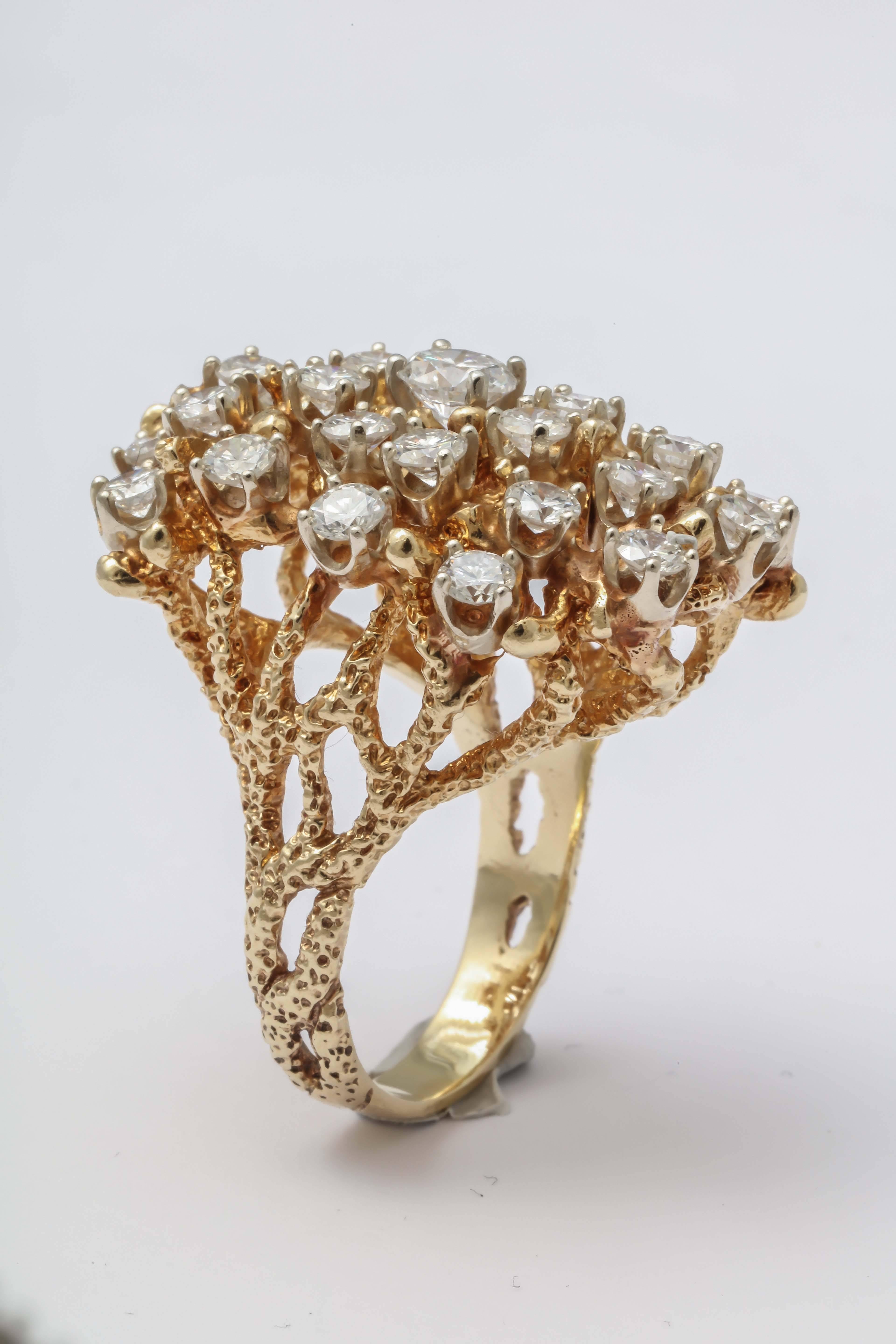 Women's Free-Form Multi Diamond Gold Ring