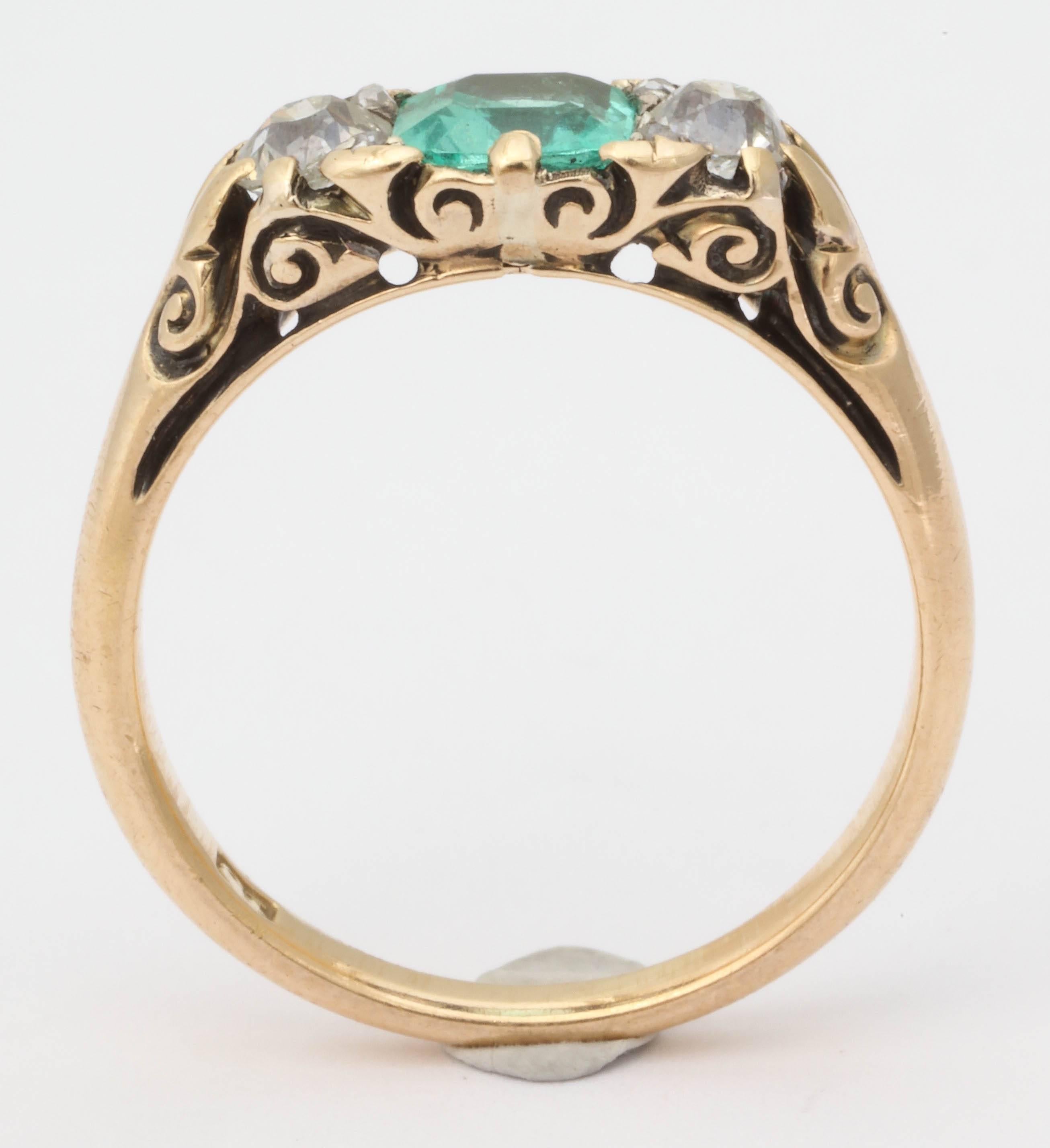 Victorian Emerald Diamond Gold Ring 2
