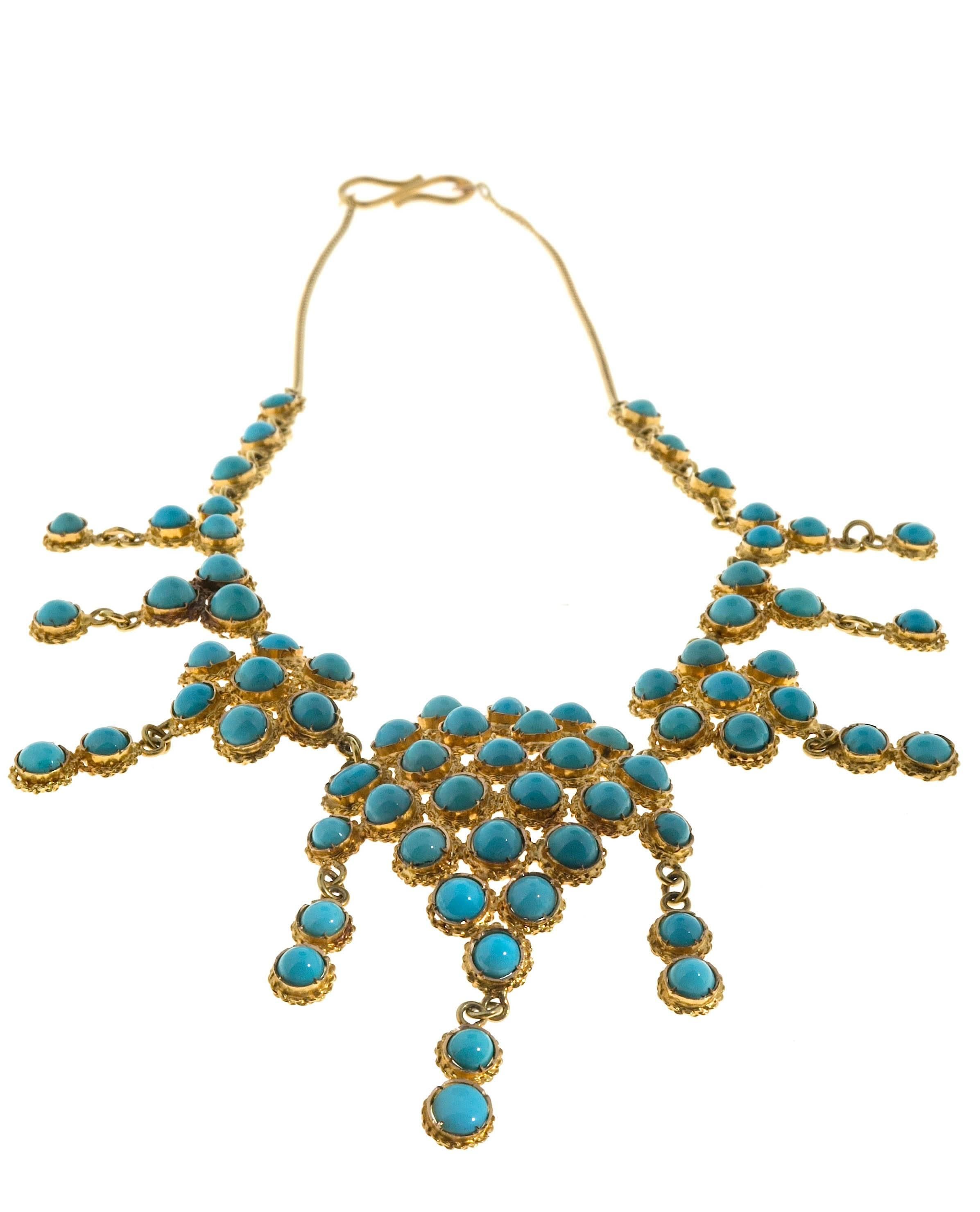Women's Antique Turquoise Gold Necklace