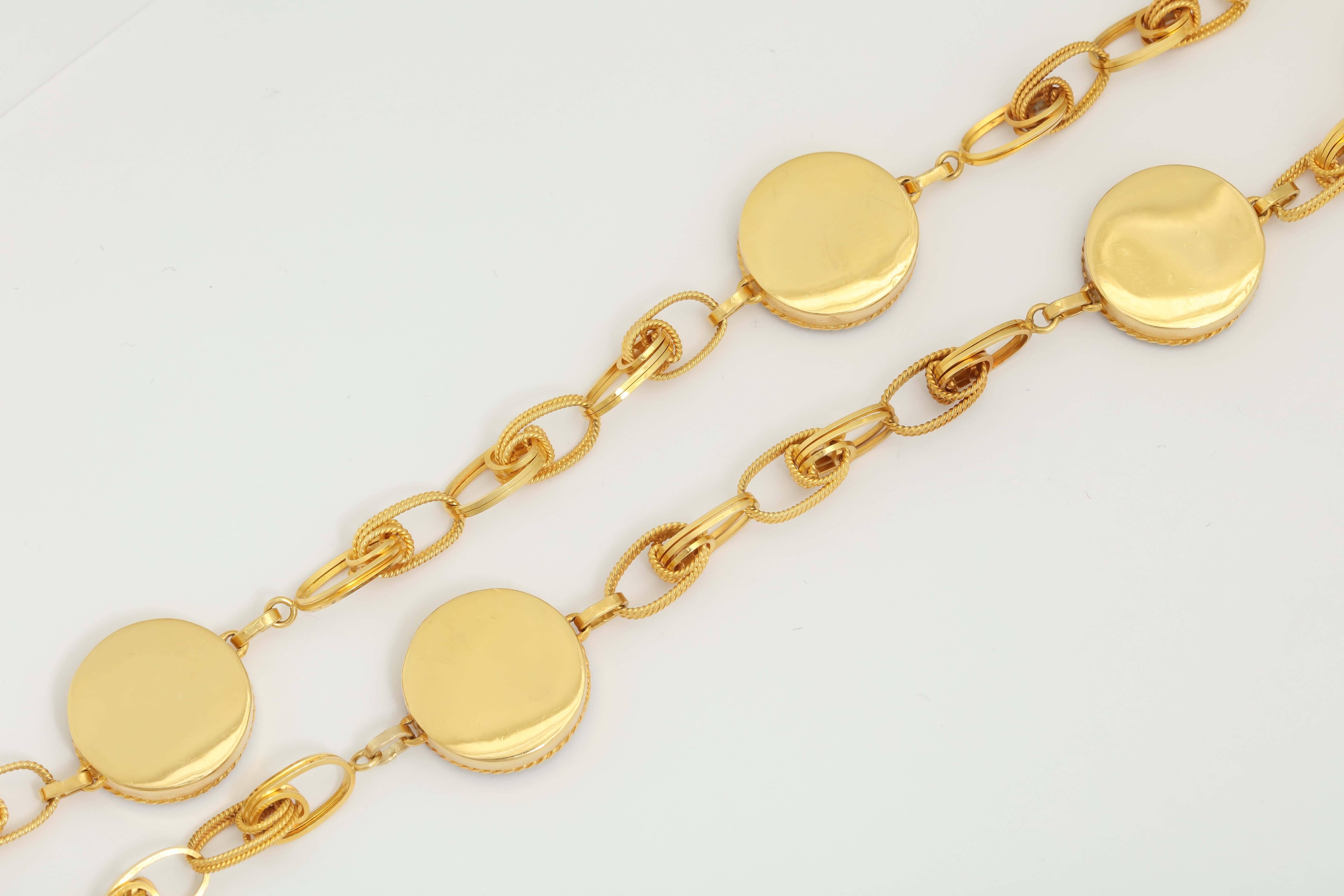 1960s Tiger's Eye Discs and Gold Reversible Necklace Bracelet Chic Ensemble 3