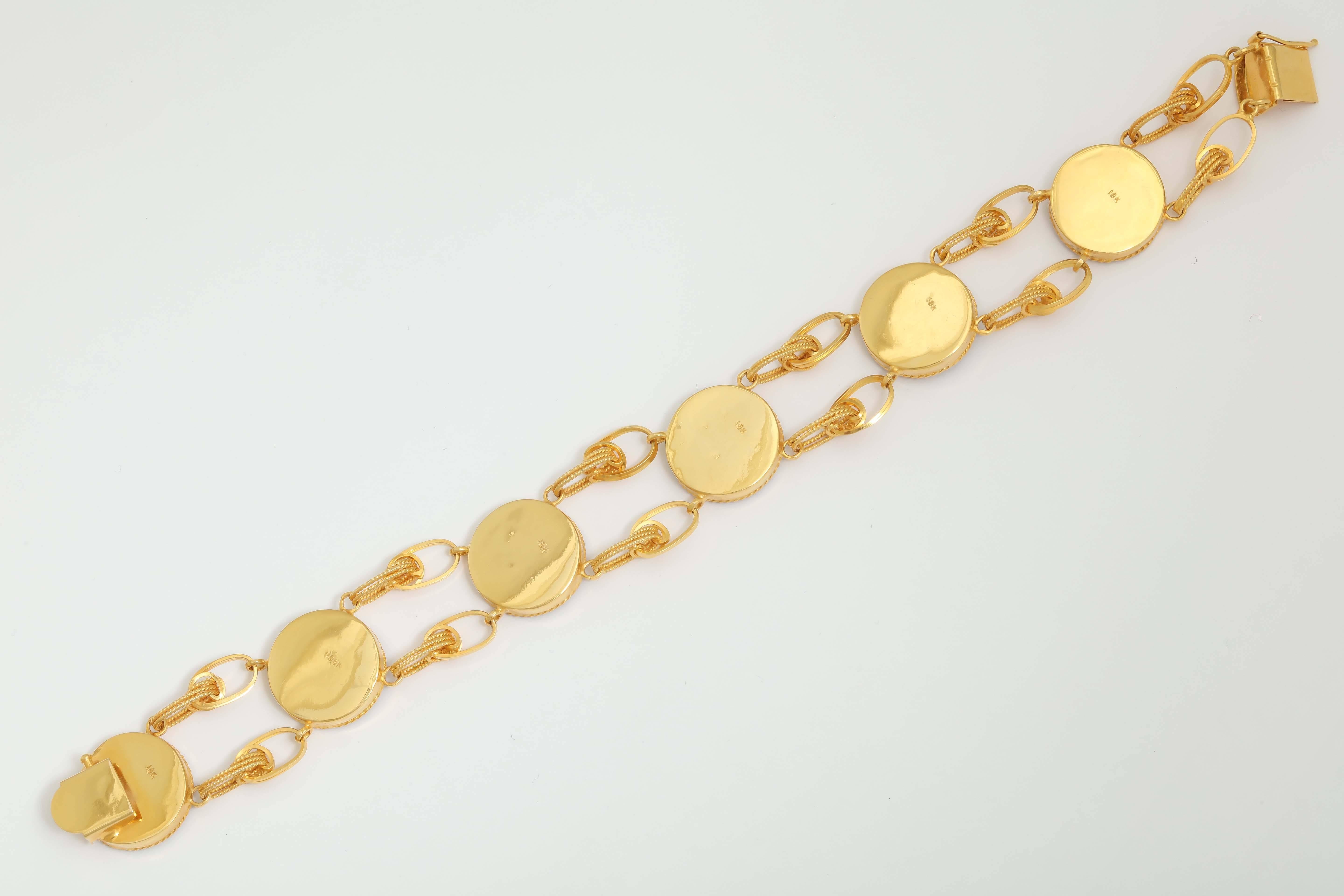 1960s Tiger's Eye Discs and Gold Reversible Necklace Bracelet Chic Ensemble 5