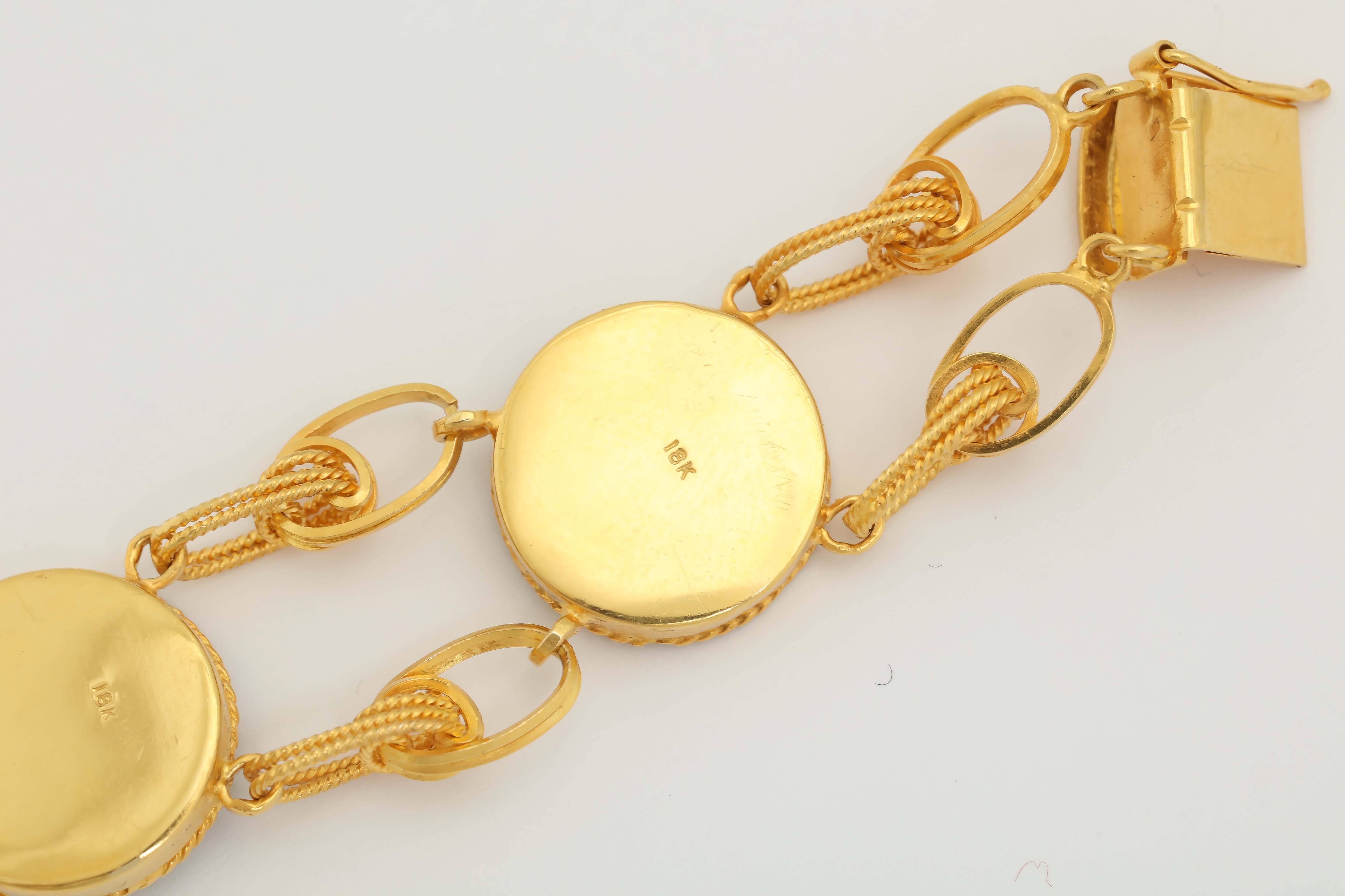 1960s Tiger's Eye Discs and Gold Reversible Necklace Bracelet Chic Ensemble 6