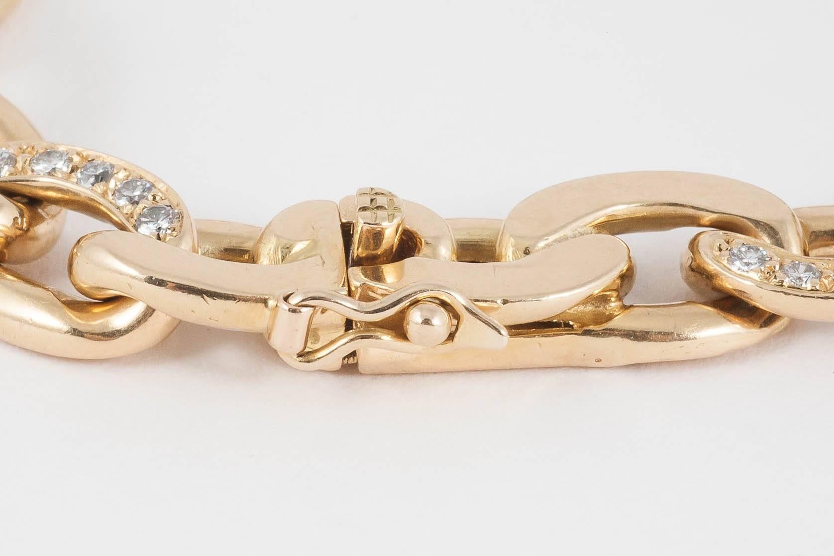 Contemporary 1960s Boucheron Paris Heavy Diamond Gold Bracelet
