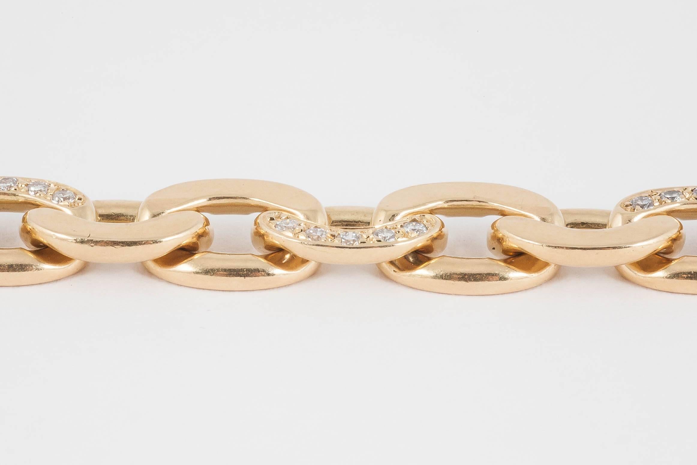 Women's 1960s Boucheron Paris Heavy Diamond Gold Bracelet