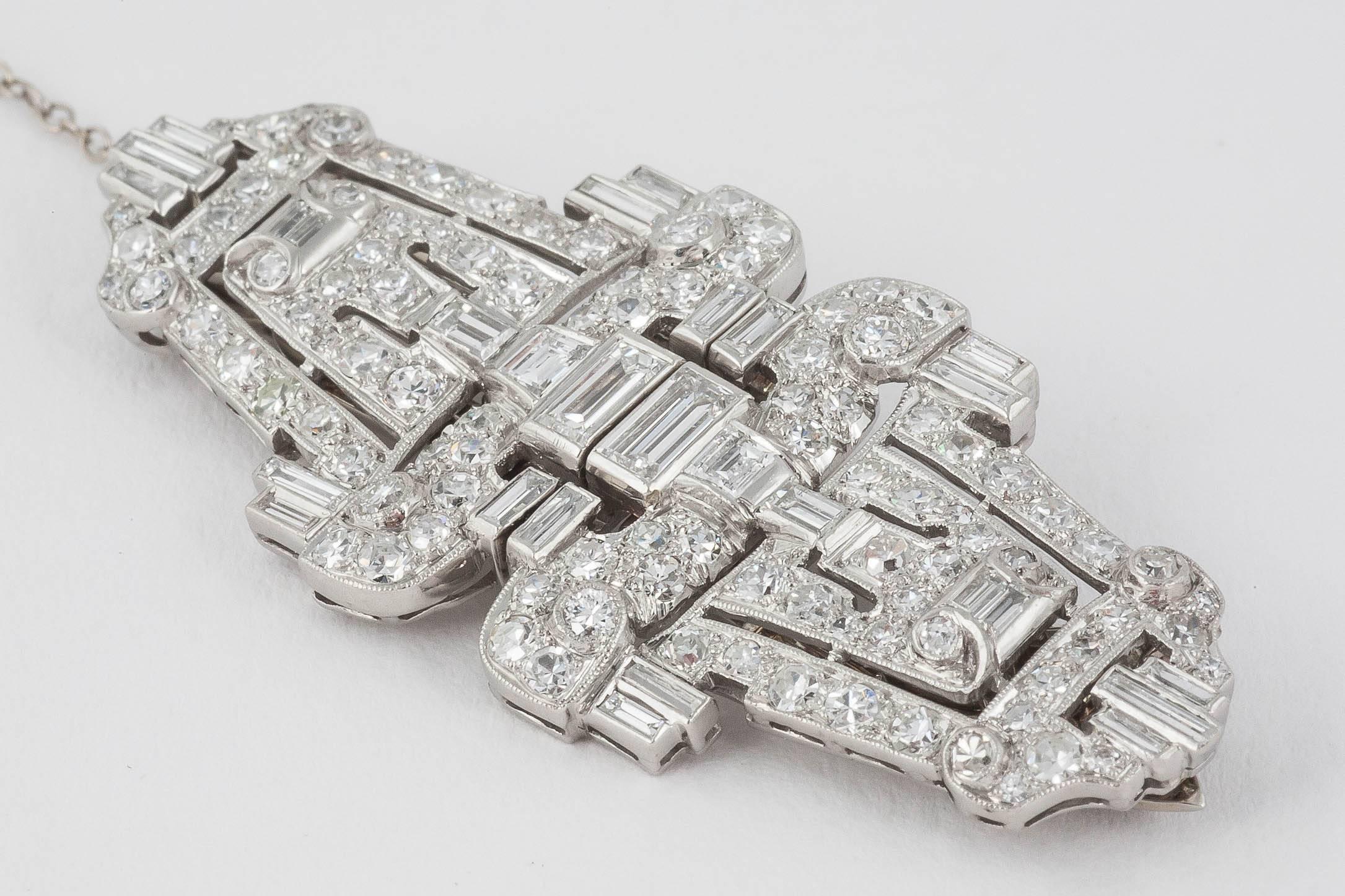 Women's Art Deco Diamond Platinum Double Clips For Sale