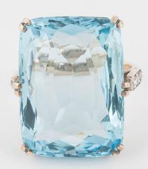 35 Plus Carats Aquamarine Diamond Gold Ring