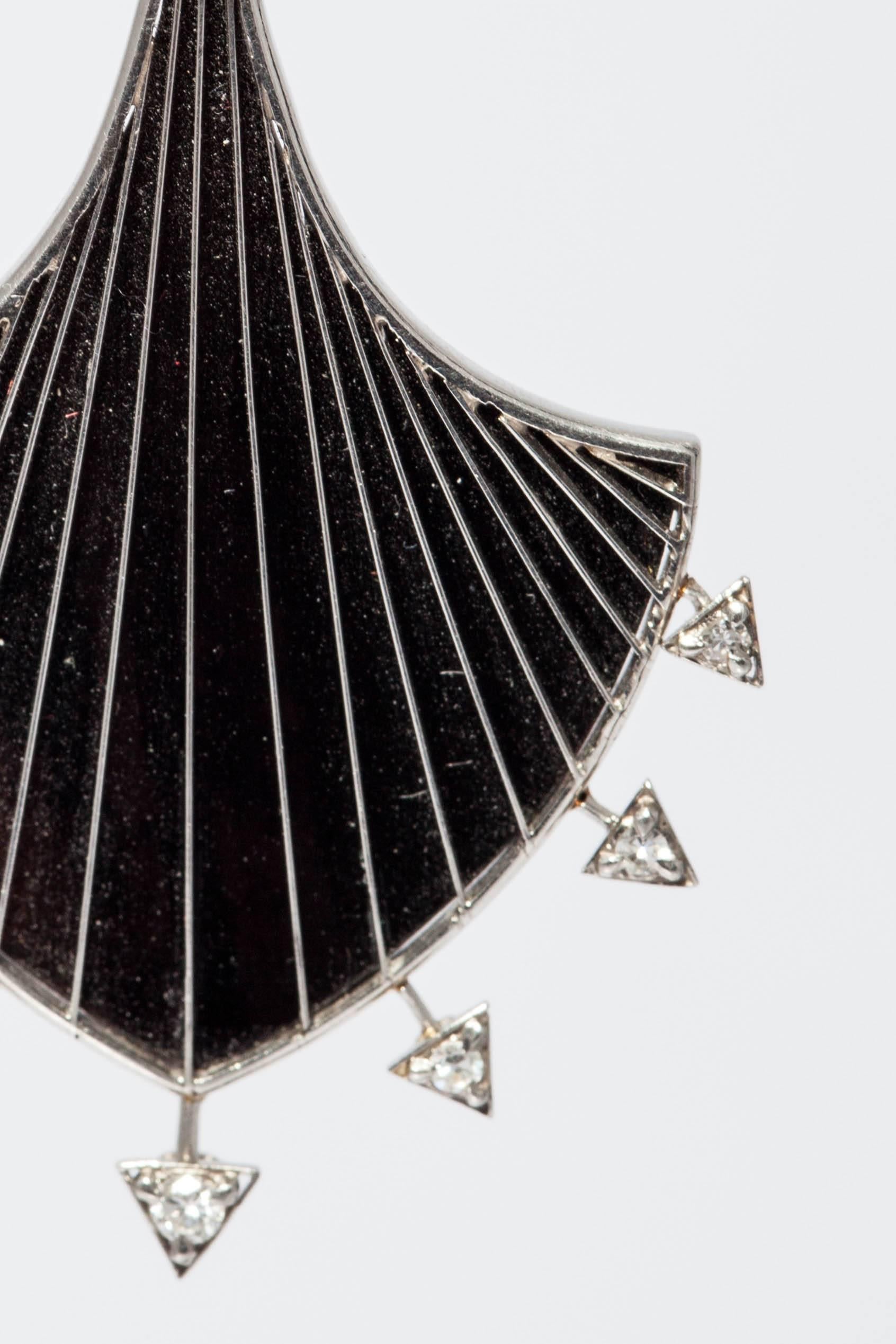 Geometrisches Set aus Platin mit Onyx und Diamant im Art déco-Stil im Angebot 3