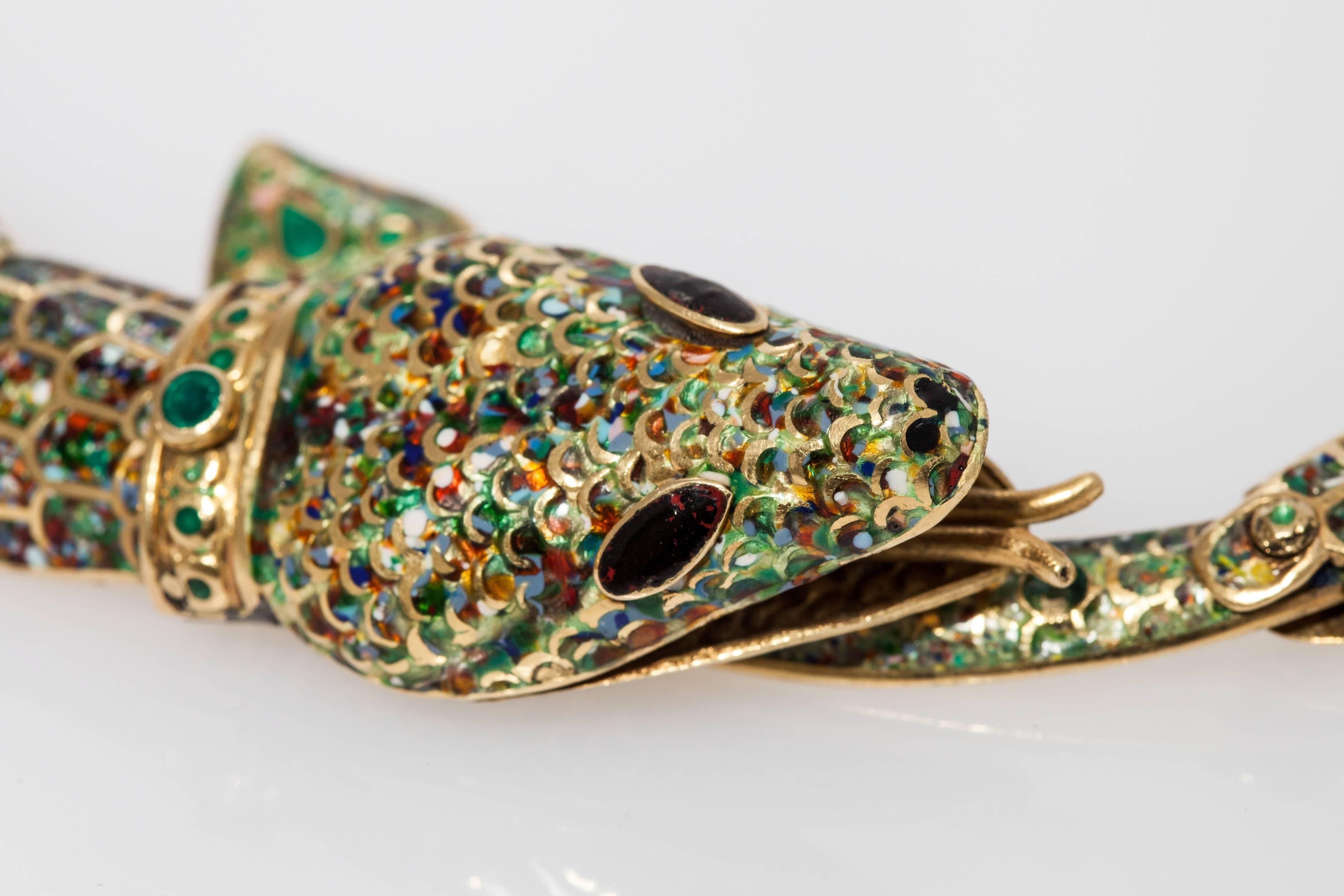 1950s Mexican Enamel Gold Snake Set  For Sale 5