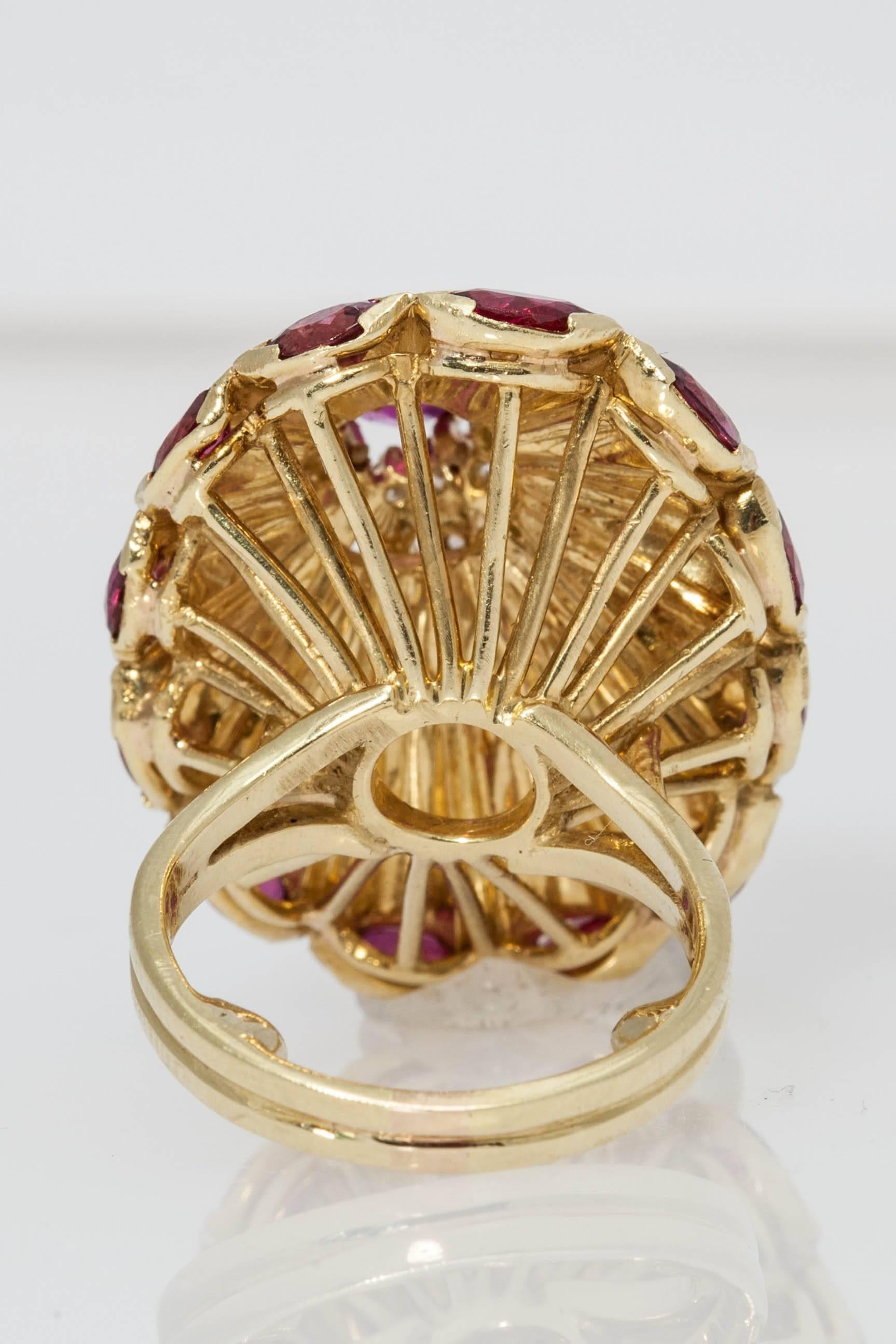 Women's Ruby Diamond Gold Starship Ring 