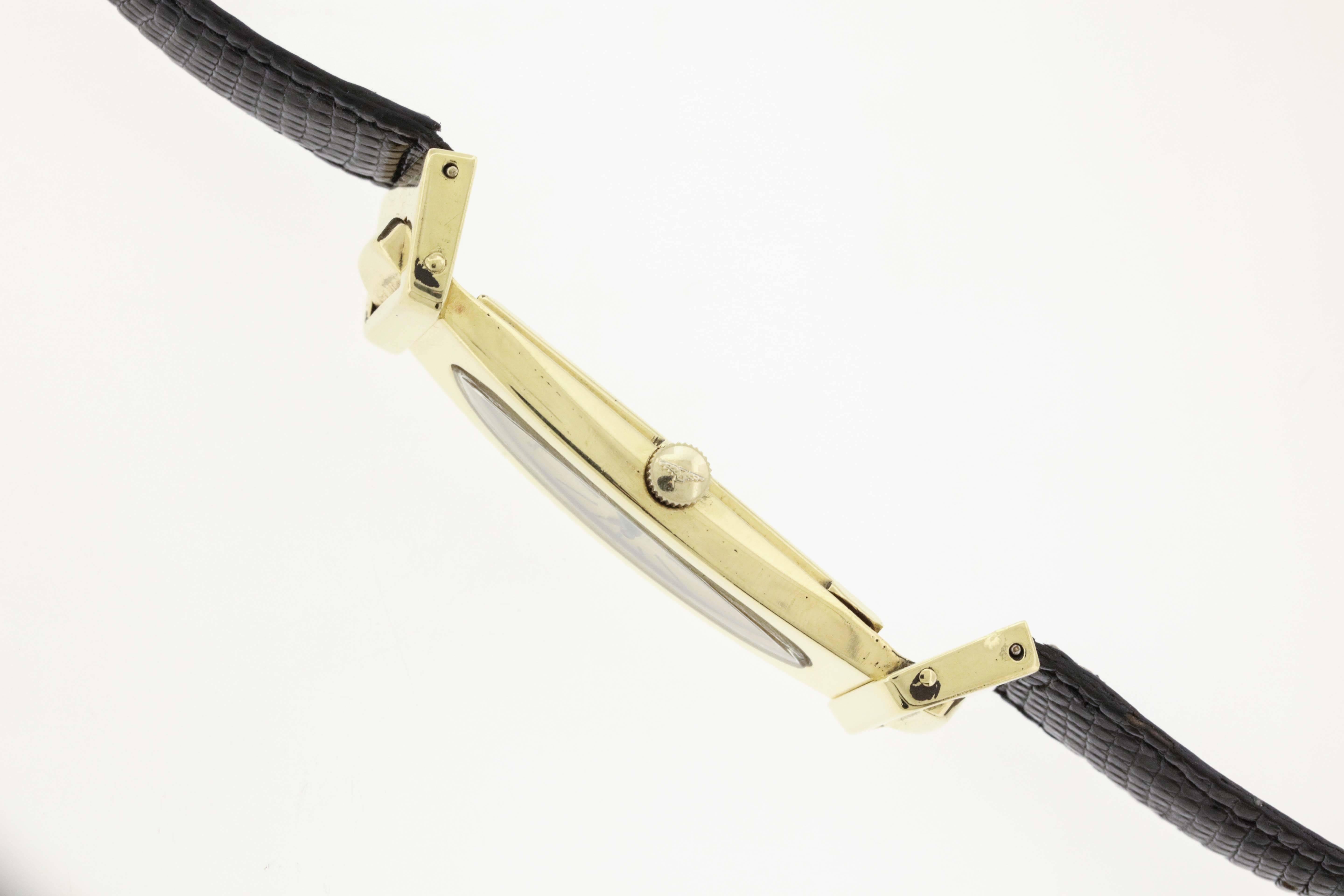 Bueche Girod Yellow Gold Elongated Wristwatch In Excellent Condition In New York, NY