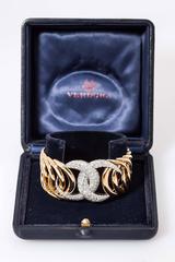 Verdura Double Crescent Diamond Gold Platinum Bracelet