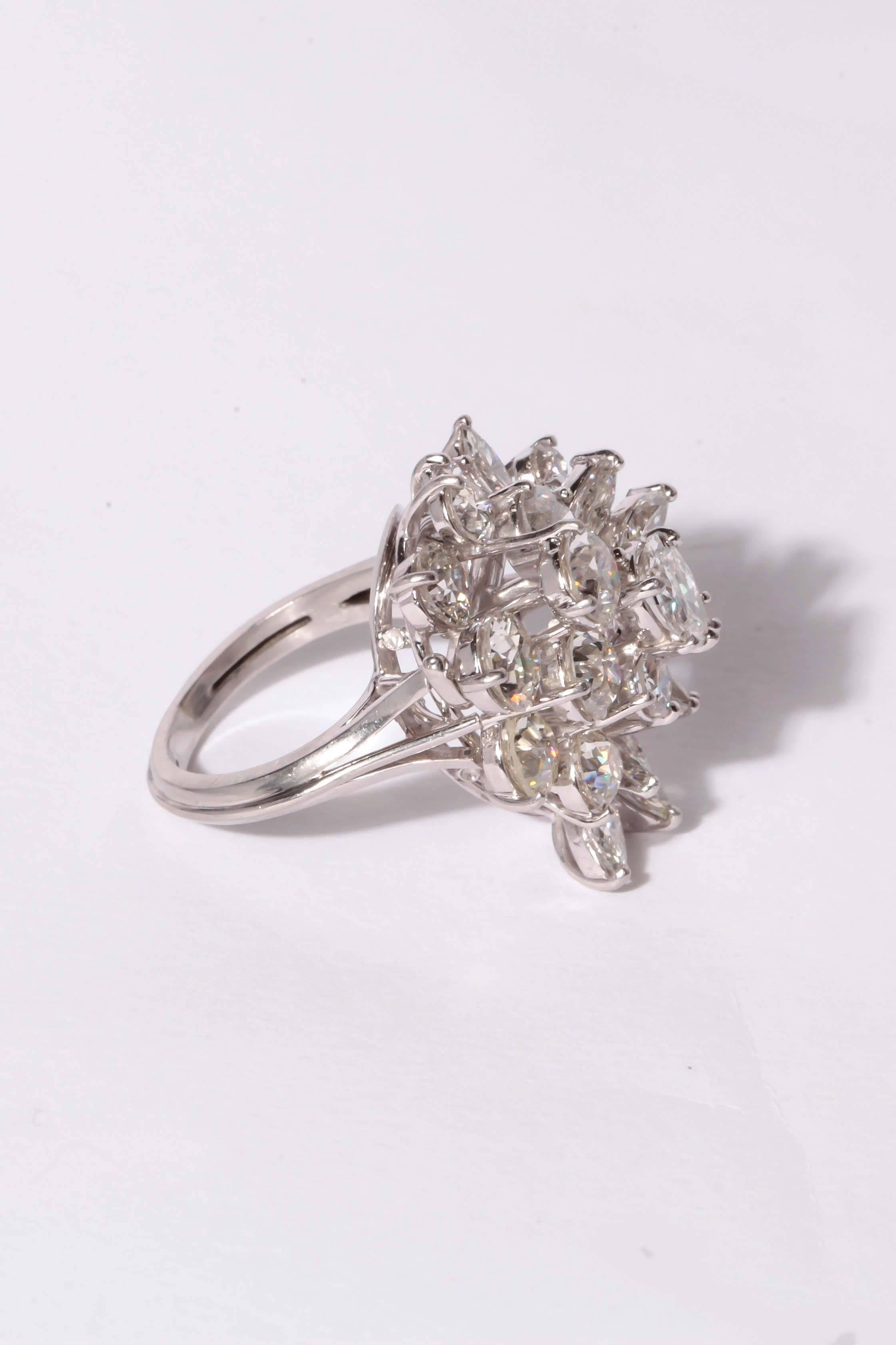 Diamond Platinum Pendant Ring For Sale 1