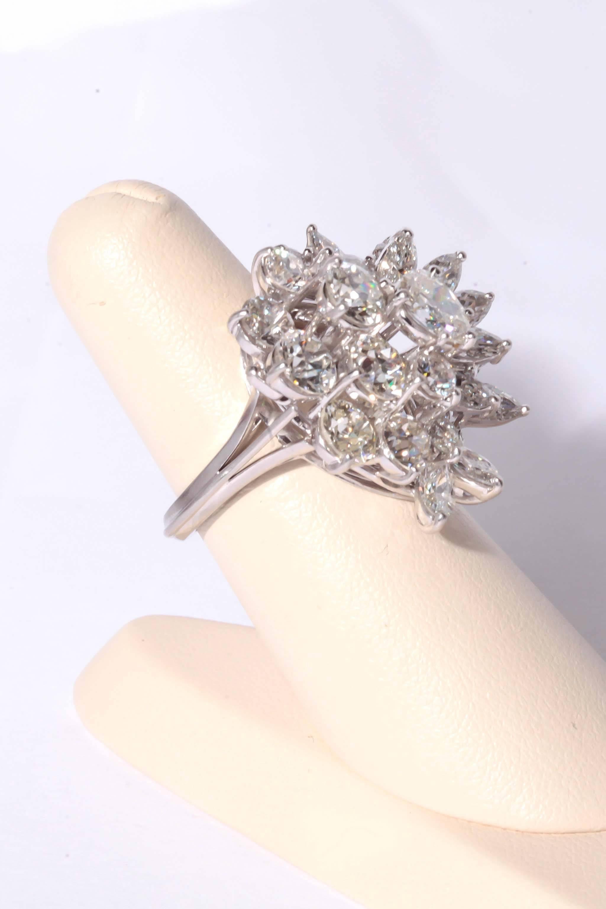 Diamond Platinum Pendant Ring For Sale 2