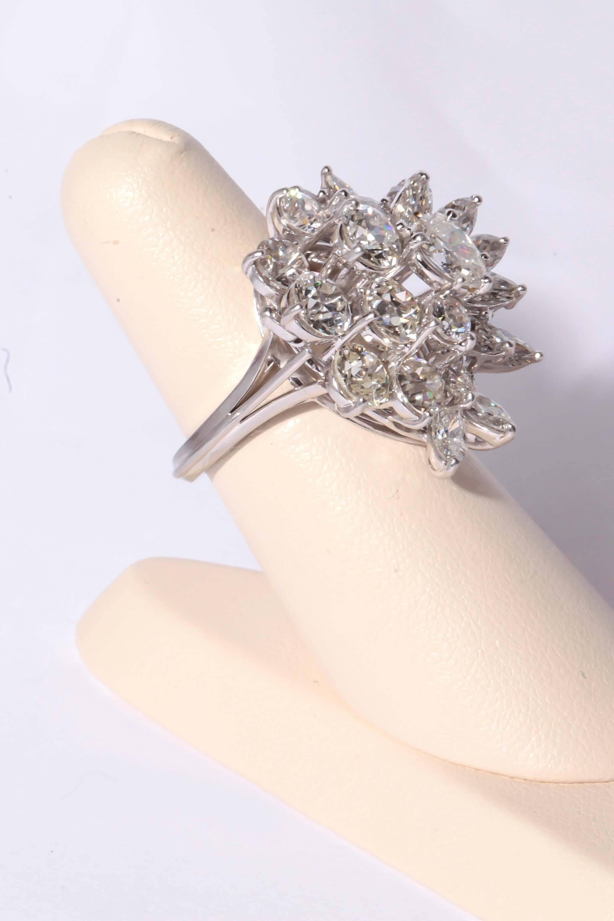 Diamond Platinum Pendant Ring For Sale 3