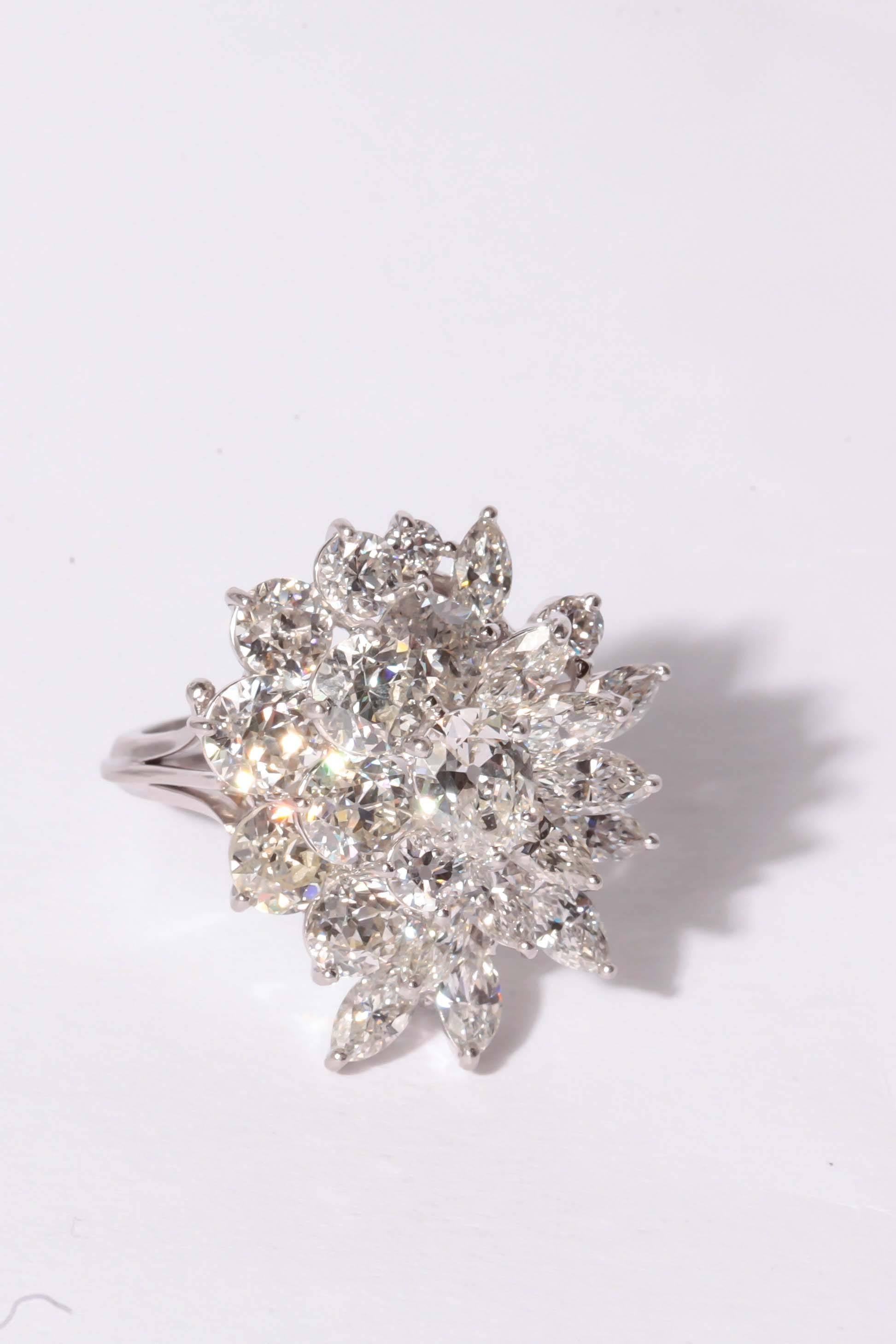 Women's Diamond Platinum Pendant Ring For Sale