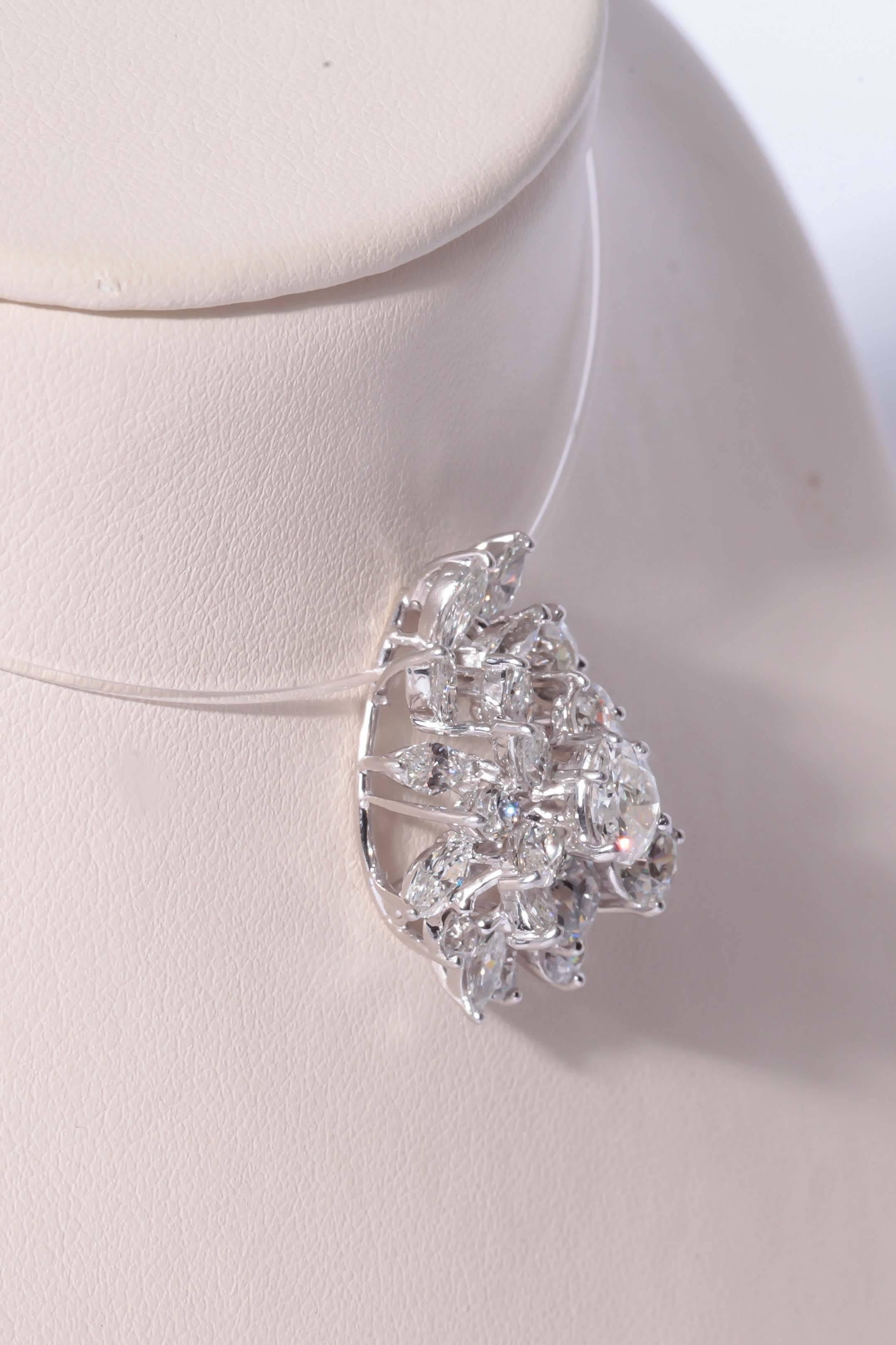Diamond Platinum Pendant Ring For Sale 6